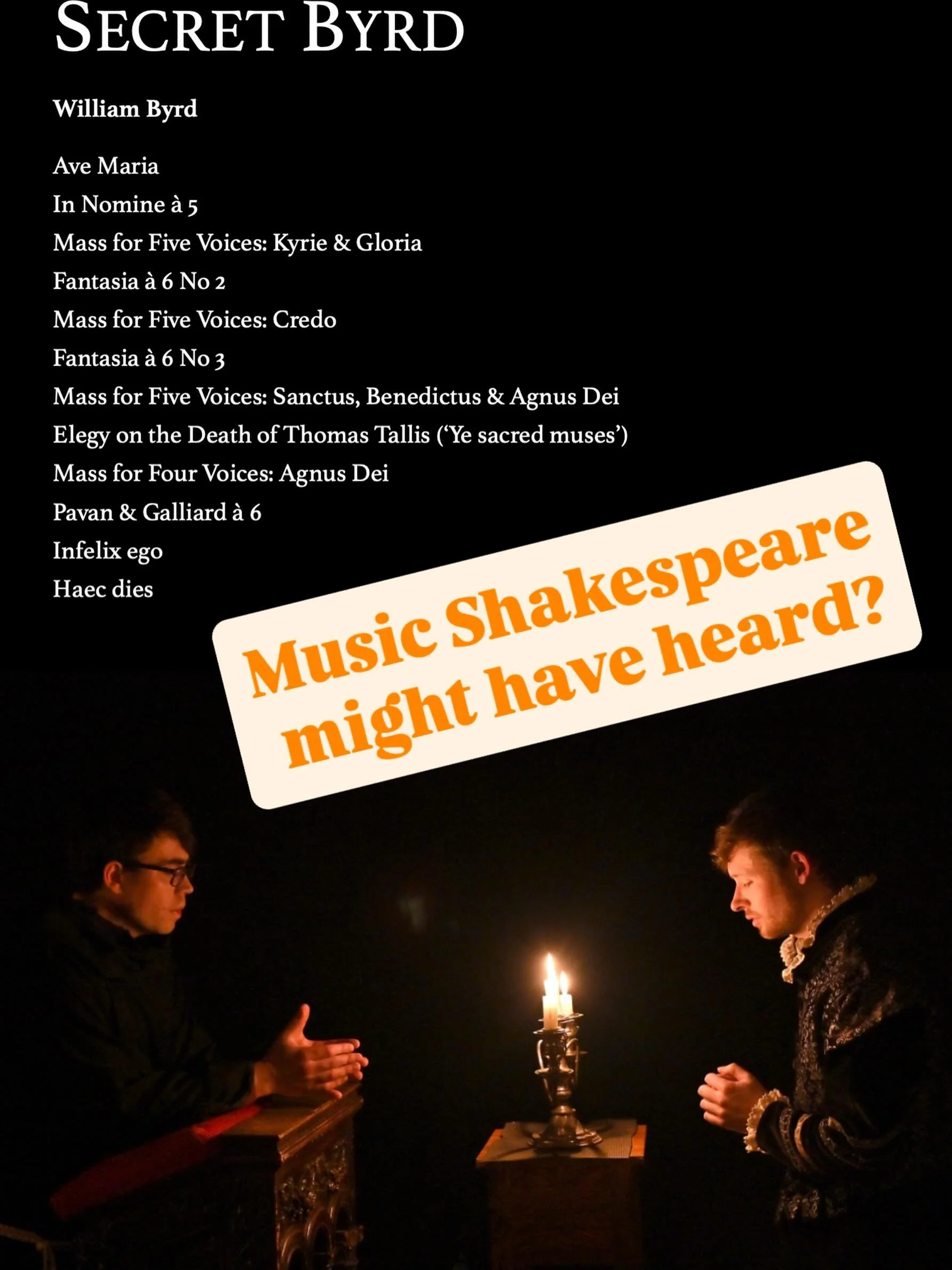I experienced this on Saturday and it was BRILLIANT! Music written by Tudor composer William Byrd, who worked for Elizabeth I, to be used for secret (and illegal) Catholic masses. The performance, in St John&rsquo;s Smith Square, was by The Gesualdo 