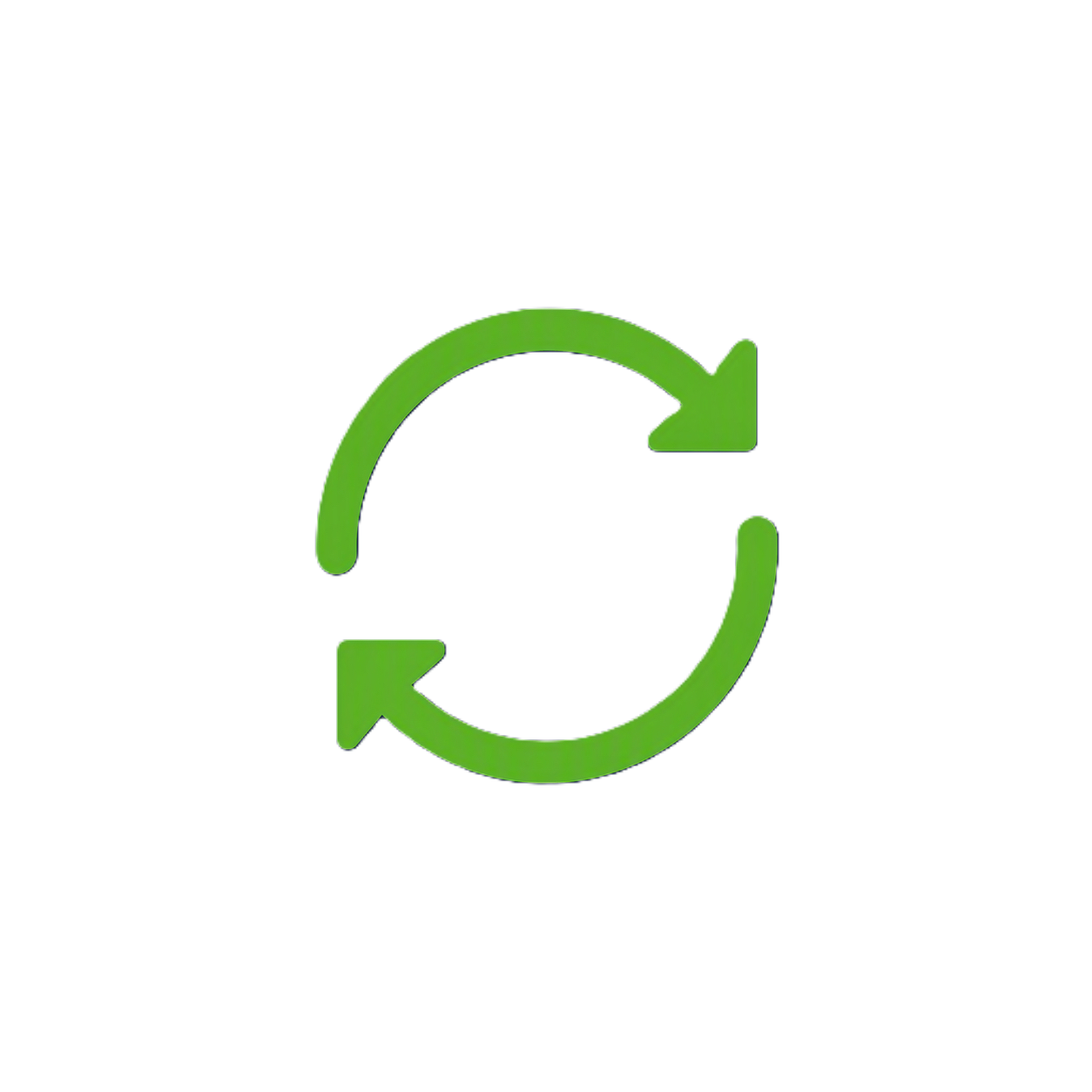 Green circular arrows forming a refresh symbol on a dark background.