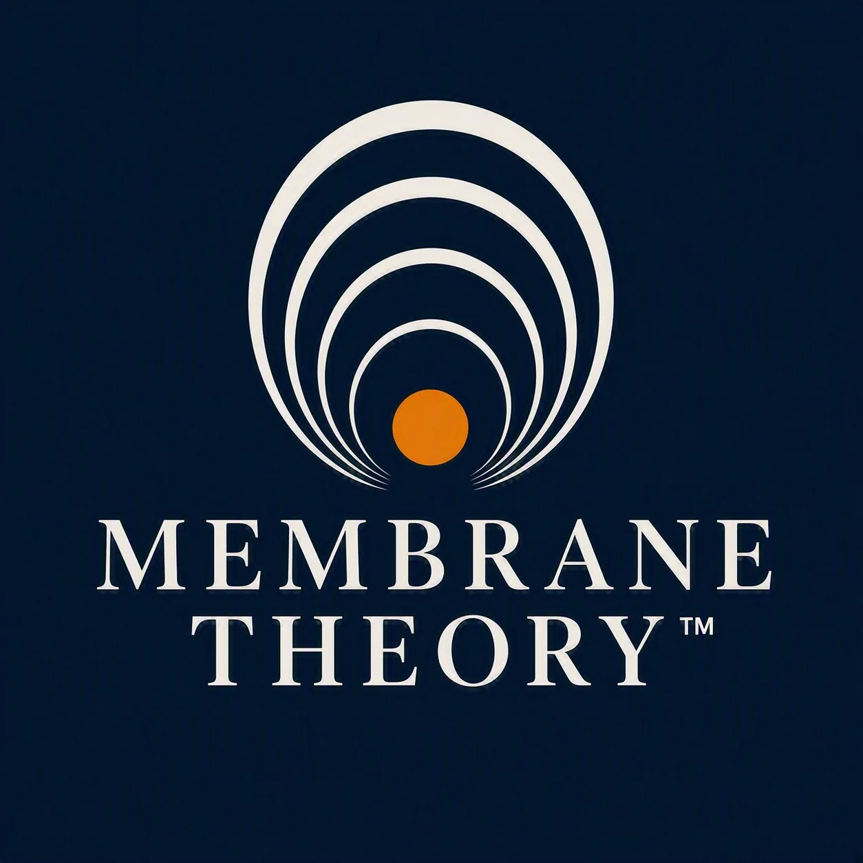 Membrane Theory logo with a stylized orange circle at the center and white curved lines radiating outward, above the words 'Membrane Theory' in white text.