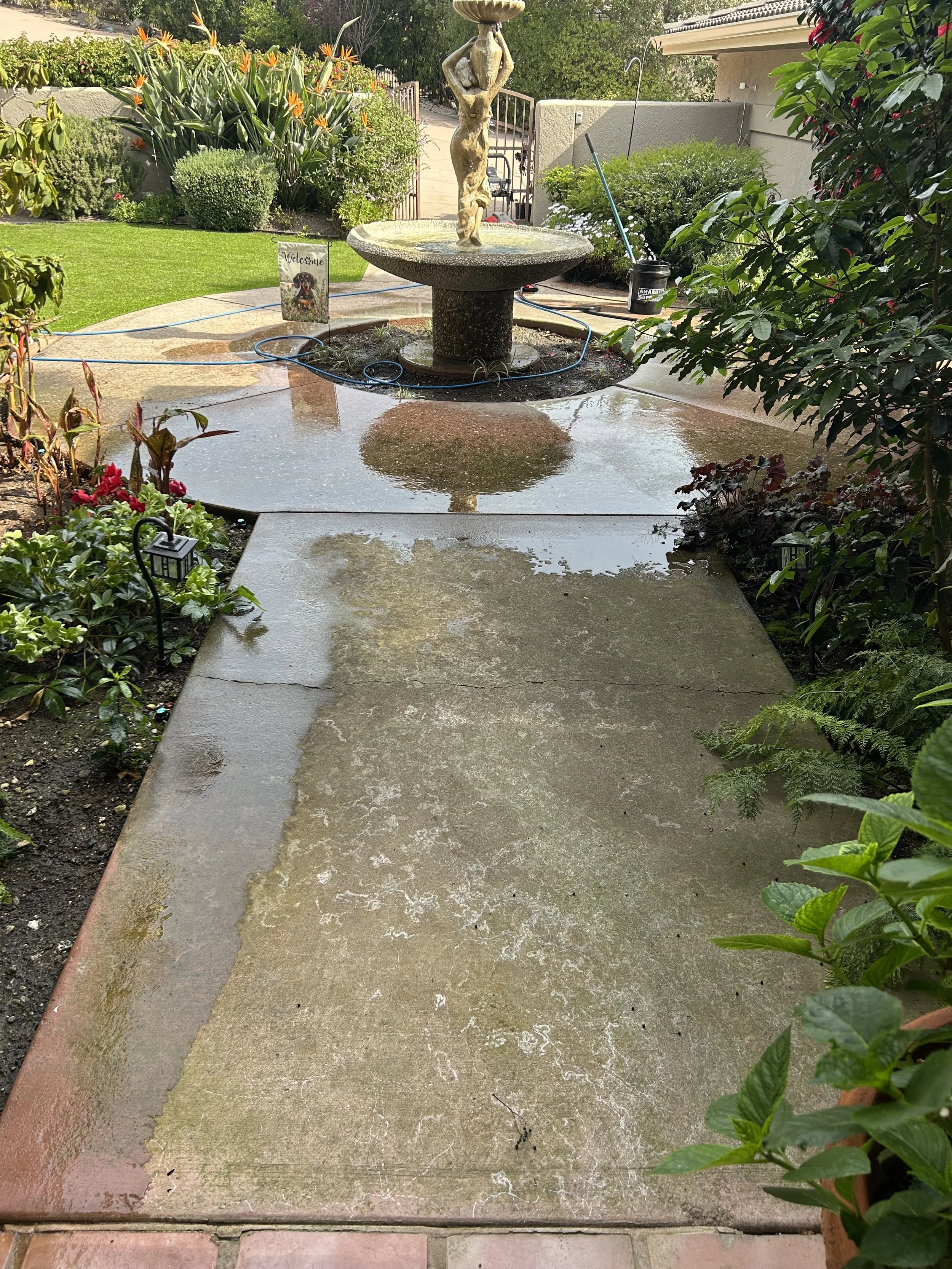 Pressure washing before