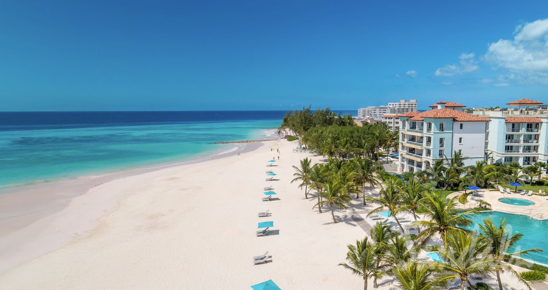 Sandals Royal Barbados rooftop infinity pool overlooking the Atlantic Ocean, Oistins, Barbados