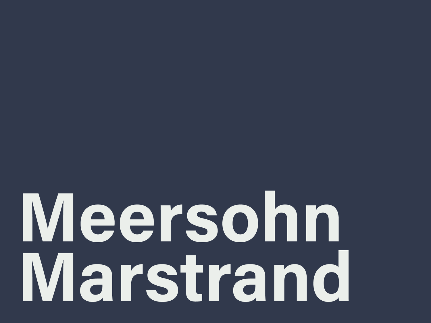 Book cover featuring the title 'Meersohn Marstrand' in large white text on a dark background.