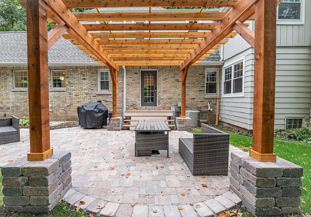 Backyard Patio with Wood Pergola