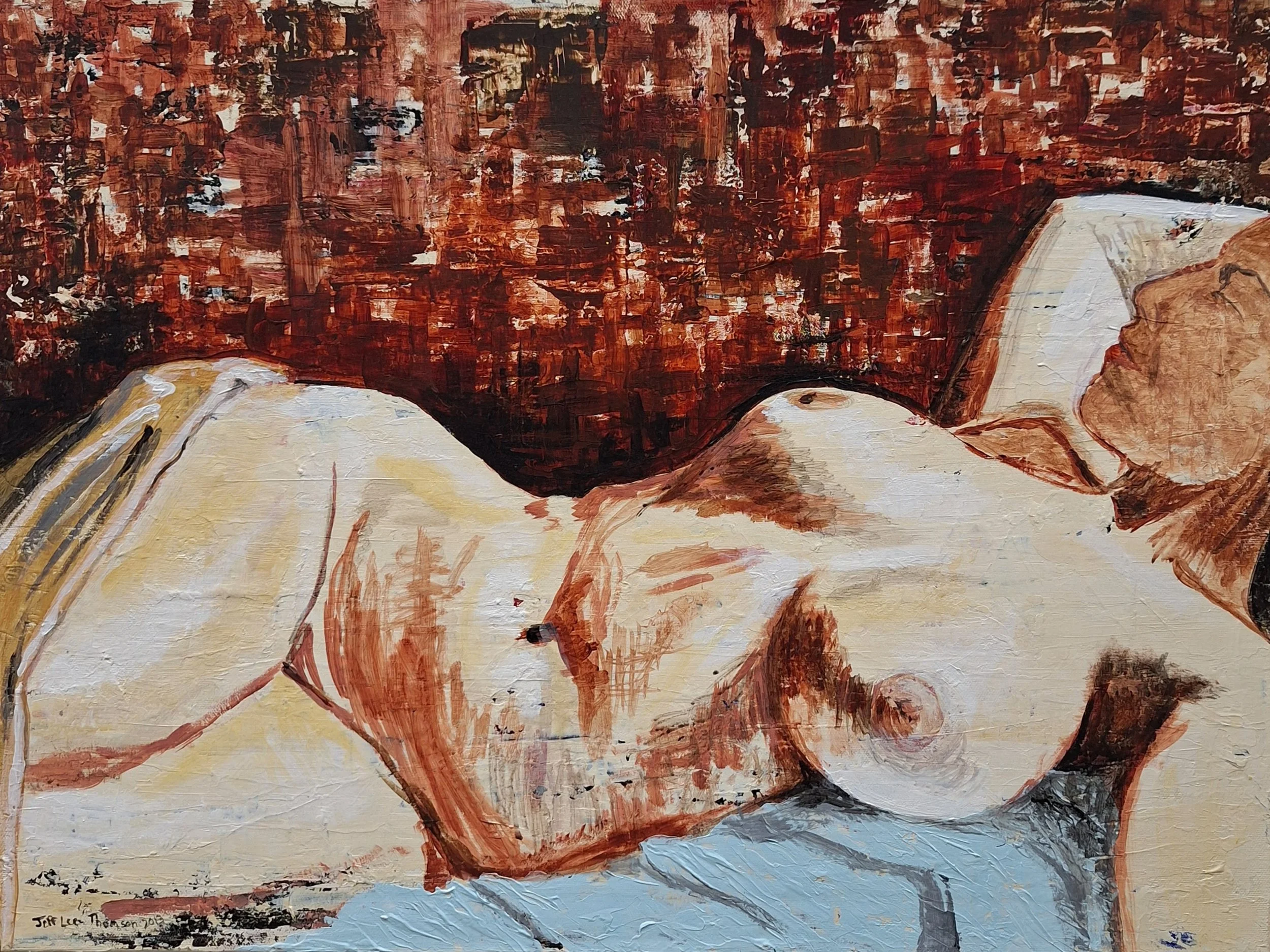 $300 " Reclined Nude" Rendition of a Paul S. Brown work. Acrylic on canvas. 18"x20" 2013