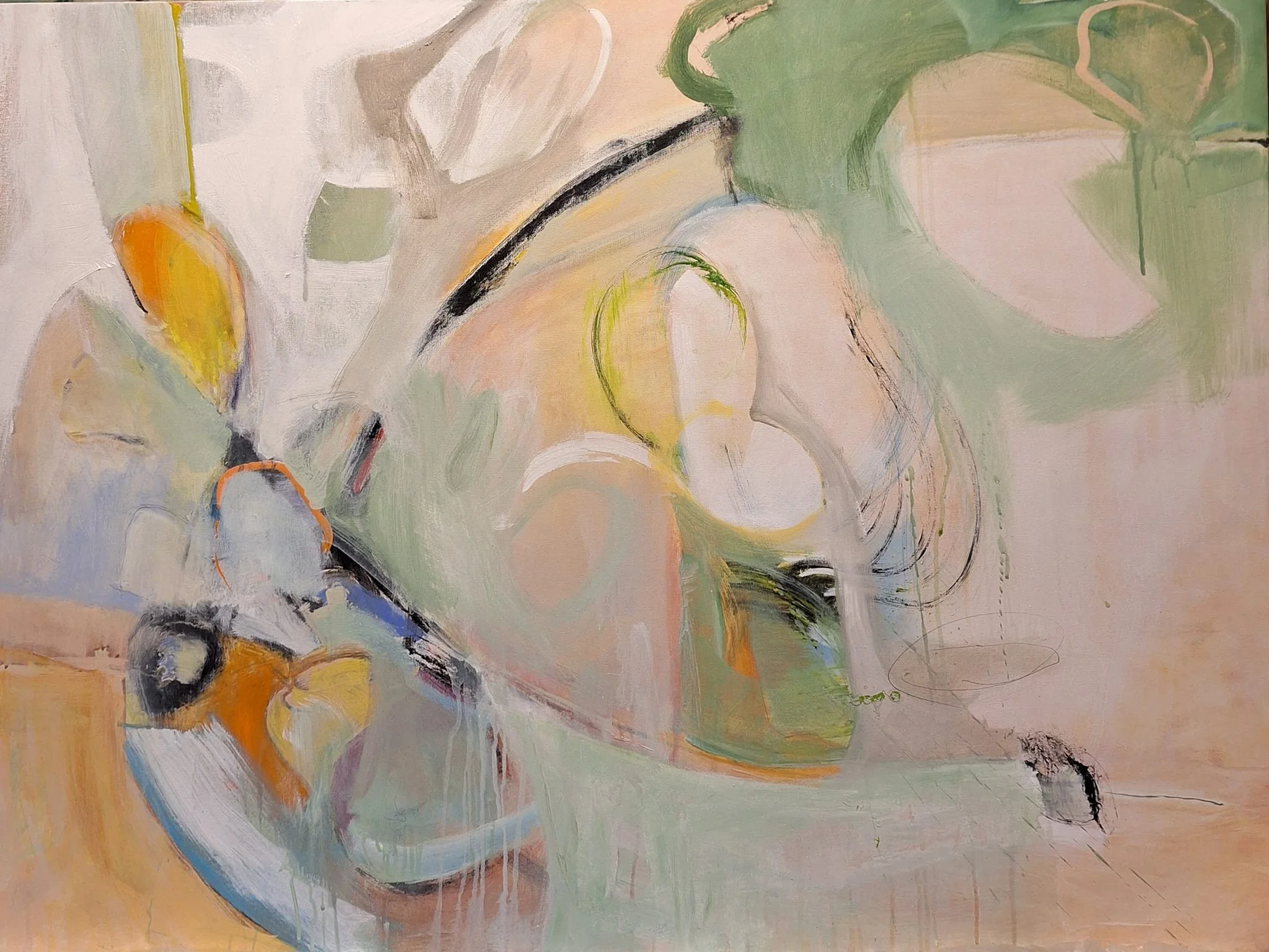 $2,200 "Adoration" Mixed media on gallery wrap canvas. 36"x48" 2024