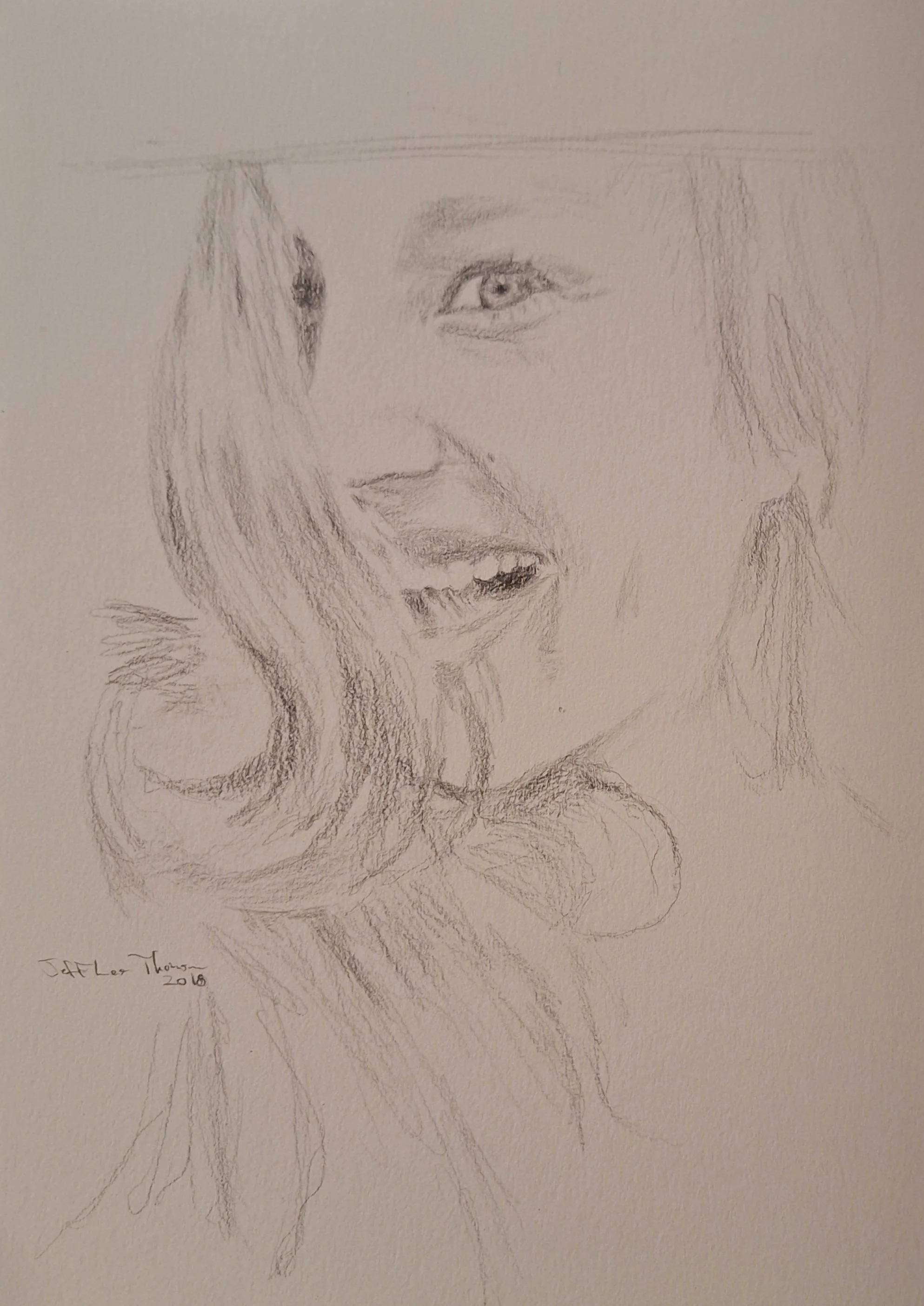 $100 "Leah" graphite on paper . 7"x10" 2018