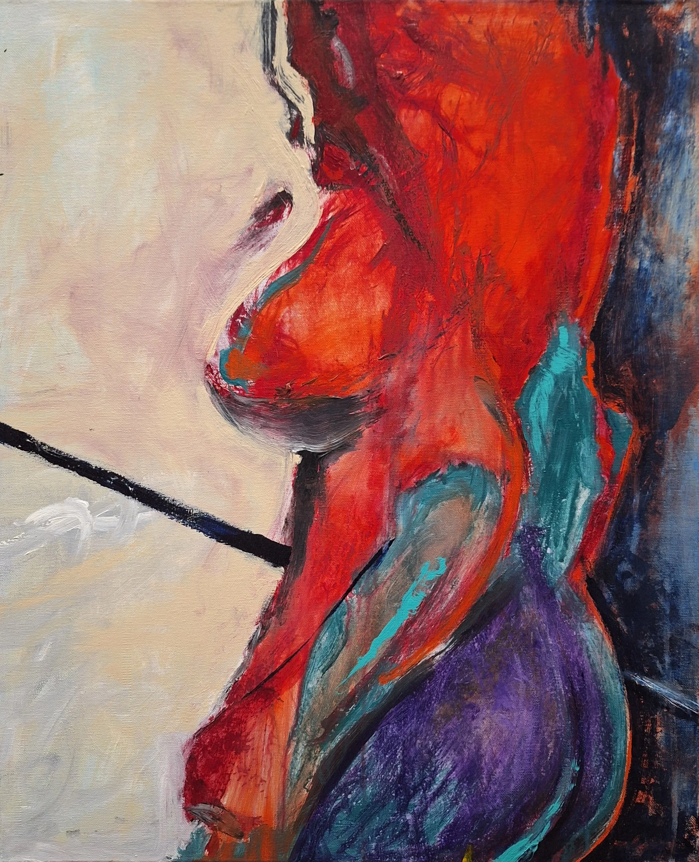 $500 "Untitled Red Nude" Acrylic on canvas. 20"x24" 2015