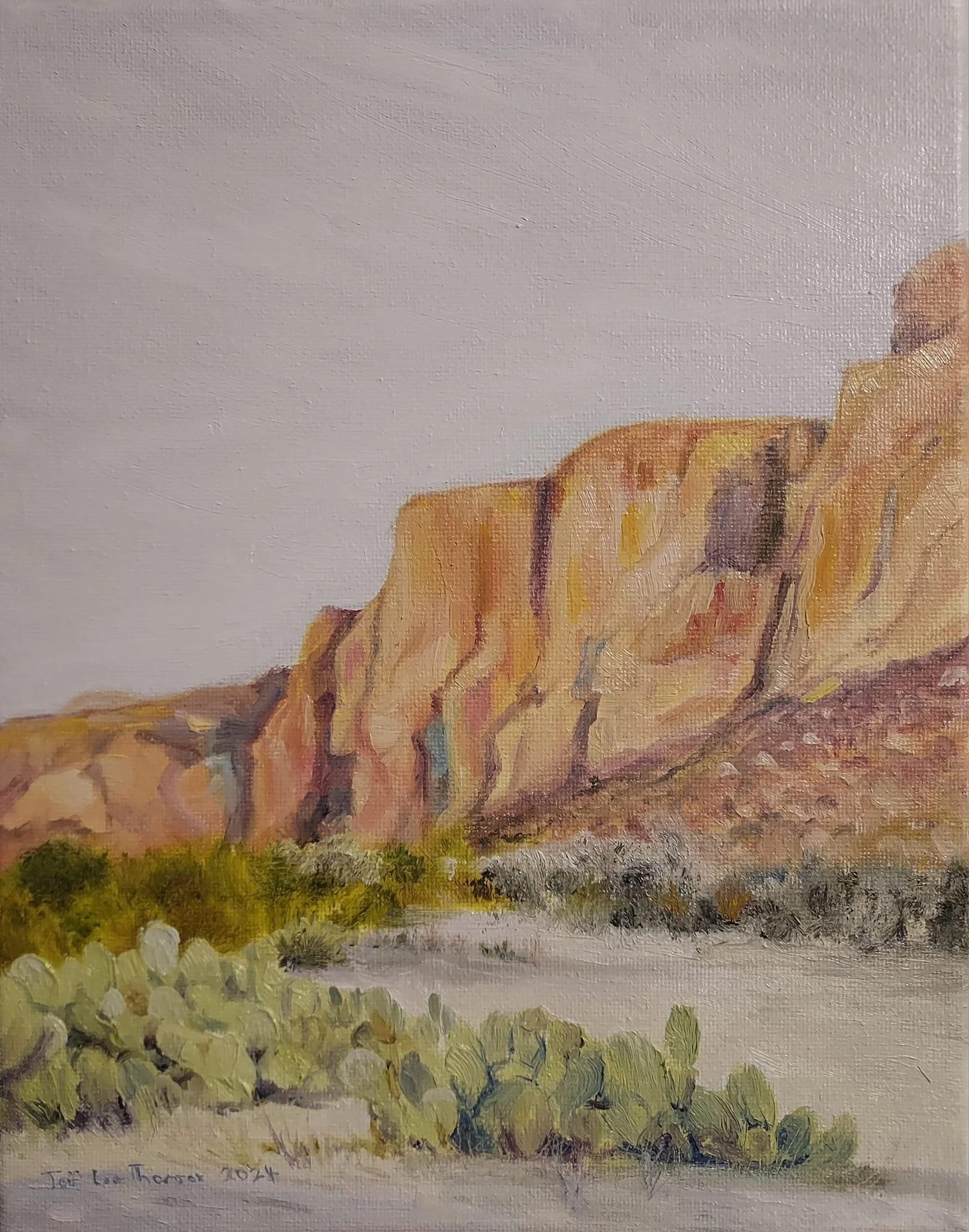 $200 " Cactus Country" Oil on canvas. 8"x10" 2024