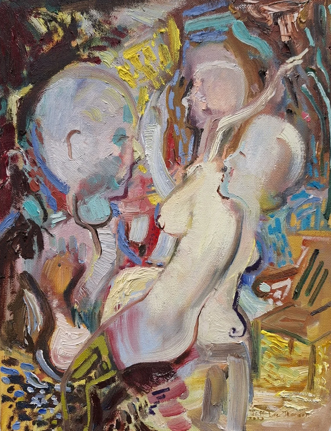 $300 "The Muse In Studio France" Oil on canvas. 11"x14" 2023
