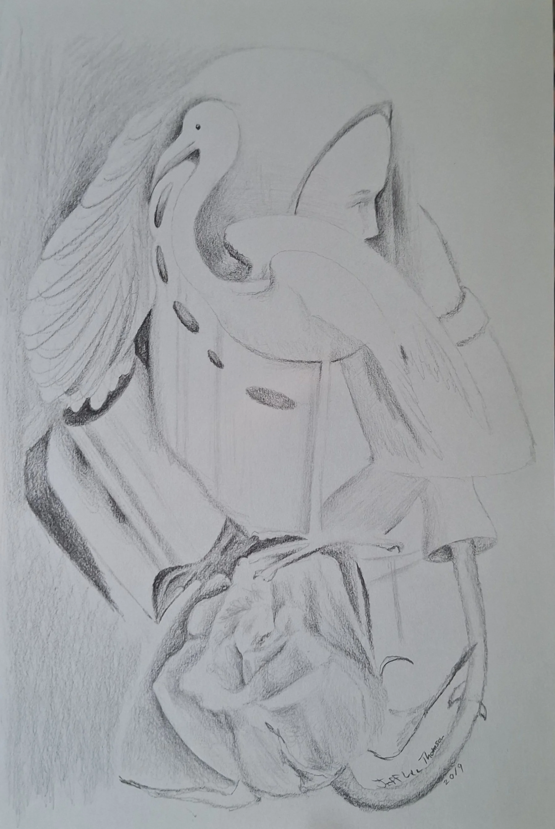 $200 "Rosebird" pencil on paper. 5.75"x8.5" 2019