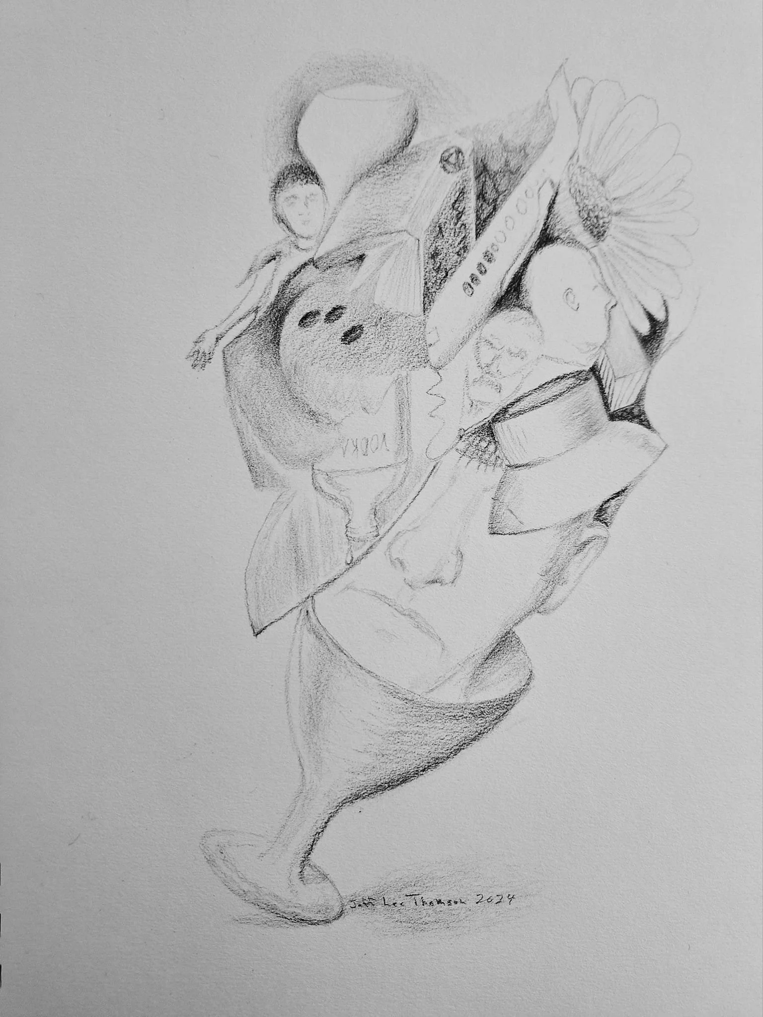 $200 "My Cup Runneth Over" Graphite on paper. 2024