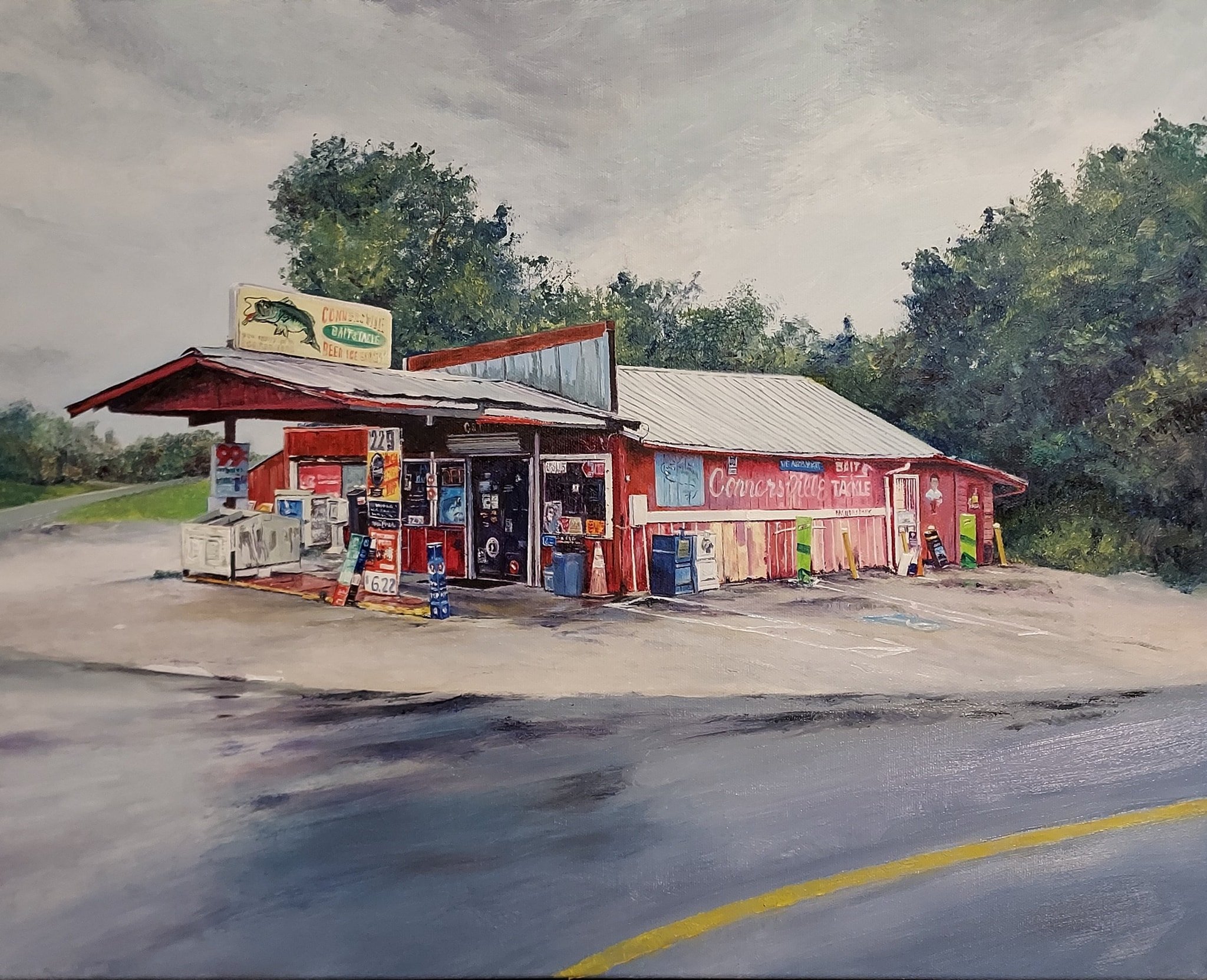 Sold " Bait Shop" Oil on gallery wrap canvas. 16"x20" 2022