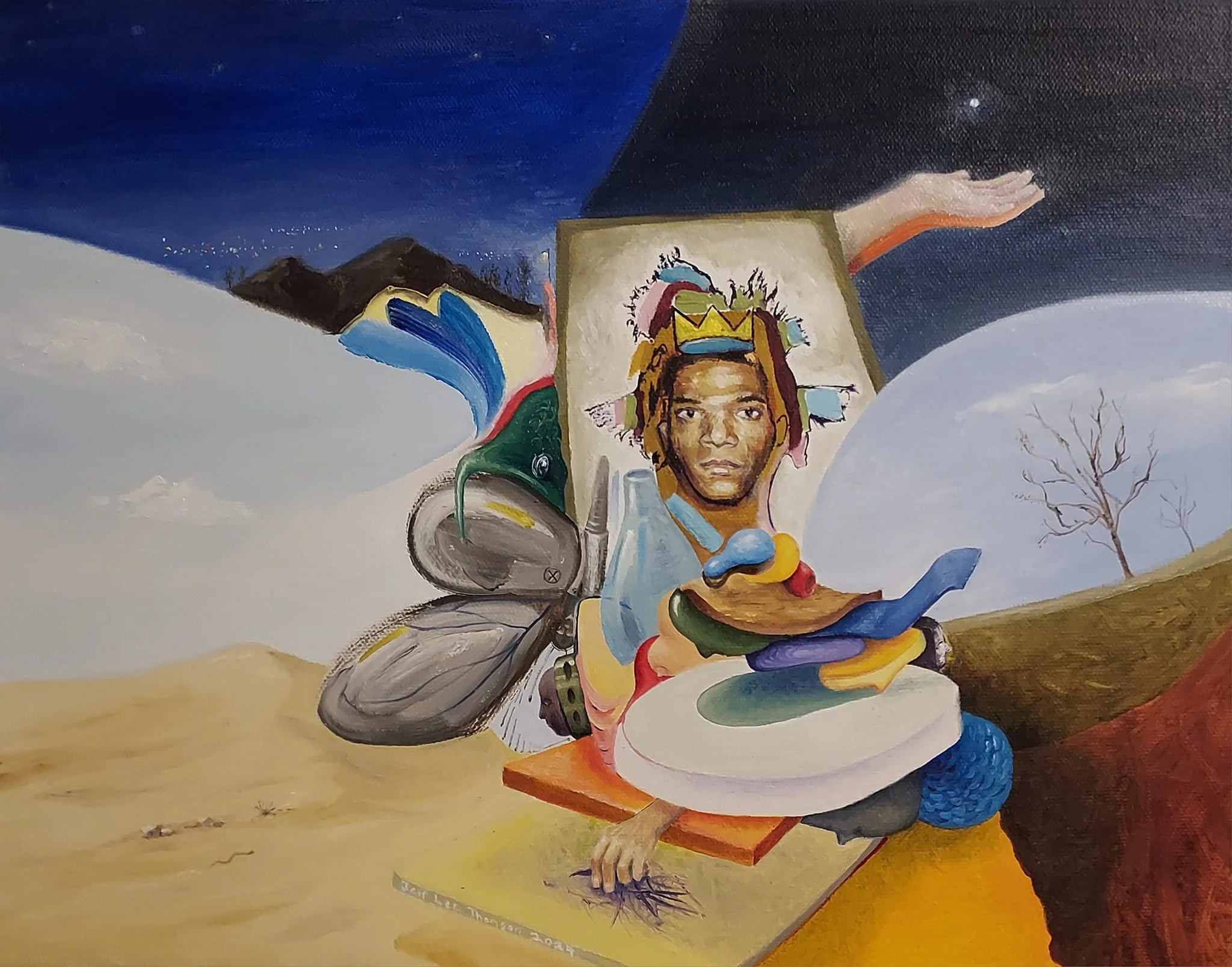 "The Burn Of Night 4 Basquiat" Oil on canvas. 11"x14 " 2024