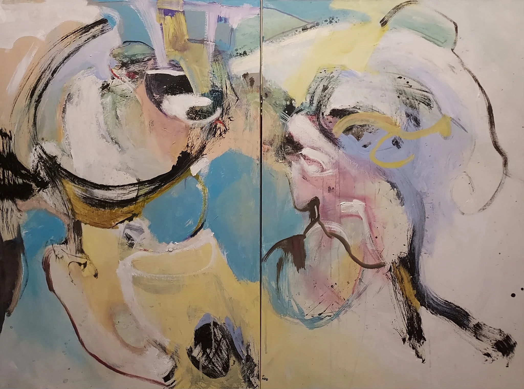 $1,800 "The Liberty" Mixed media on gallery wrap canvas. 30"x48" diptych. 2023