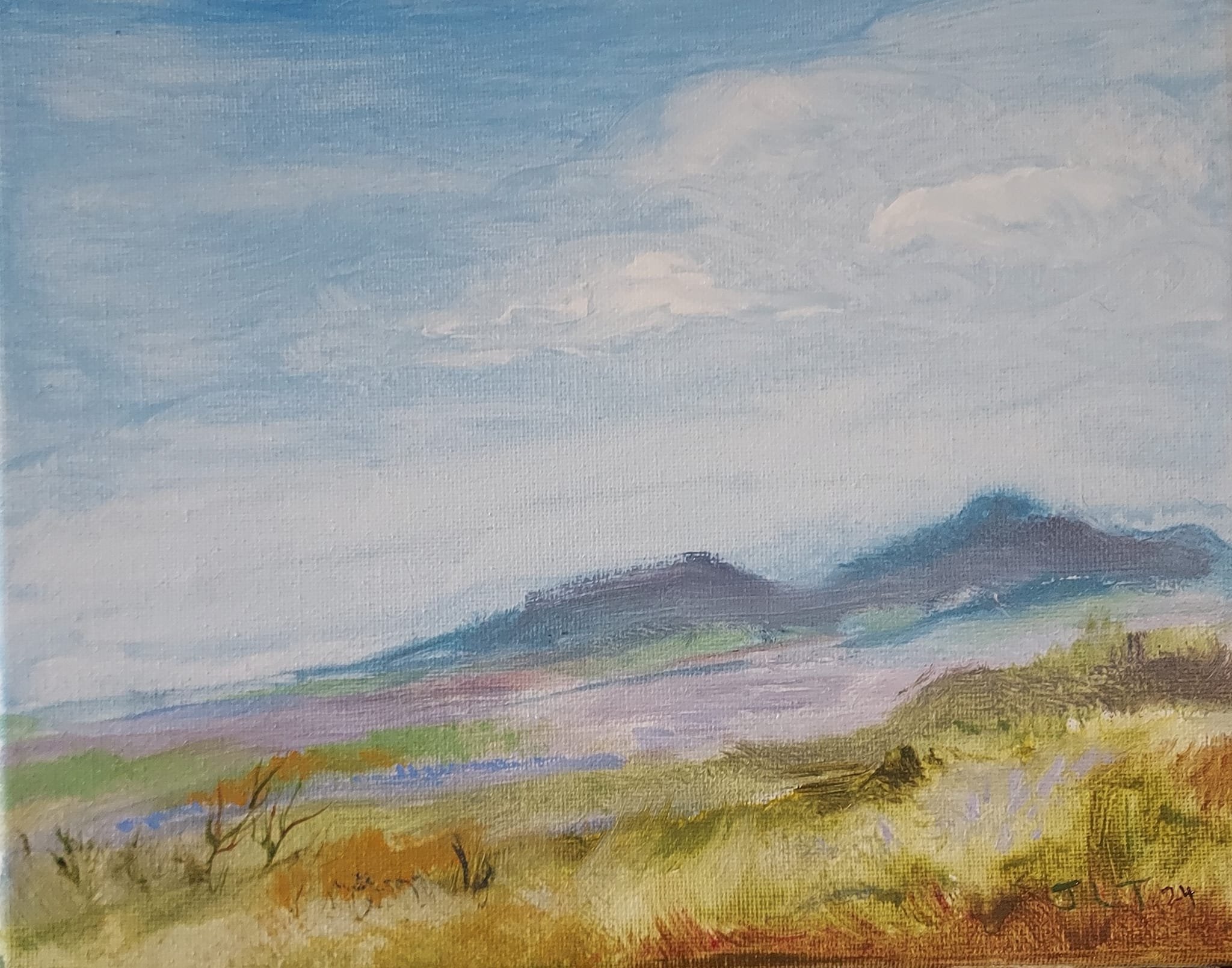 $200 "Purple Plains" Acrylic on canvas. 8"x10" 2024