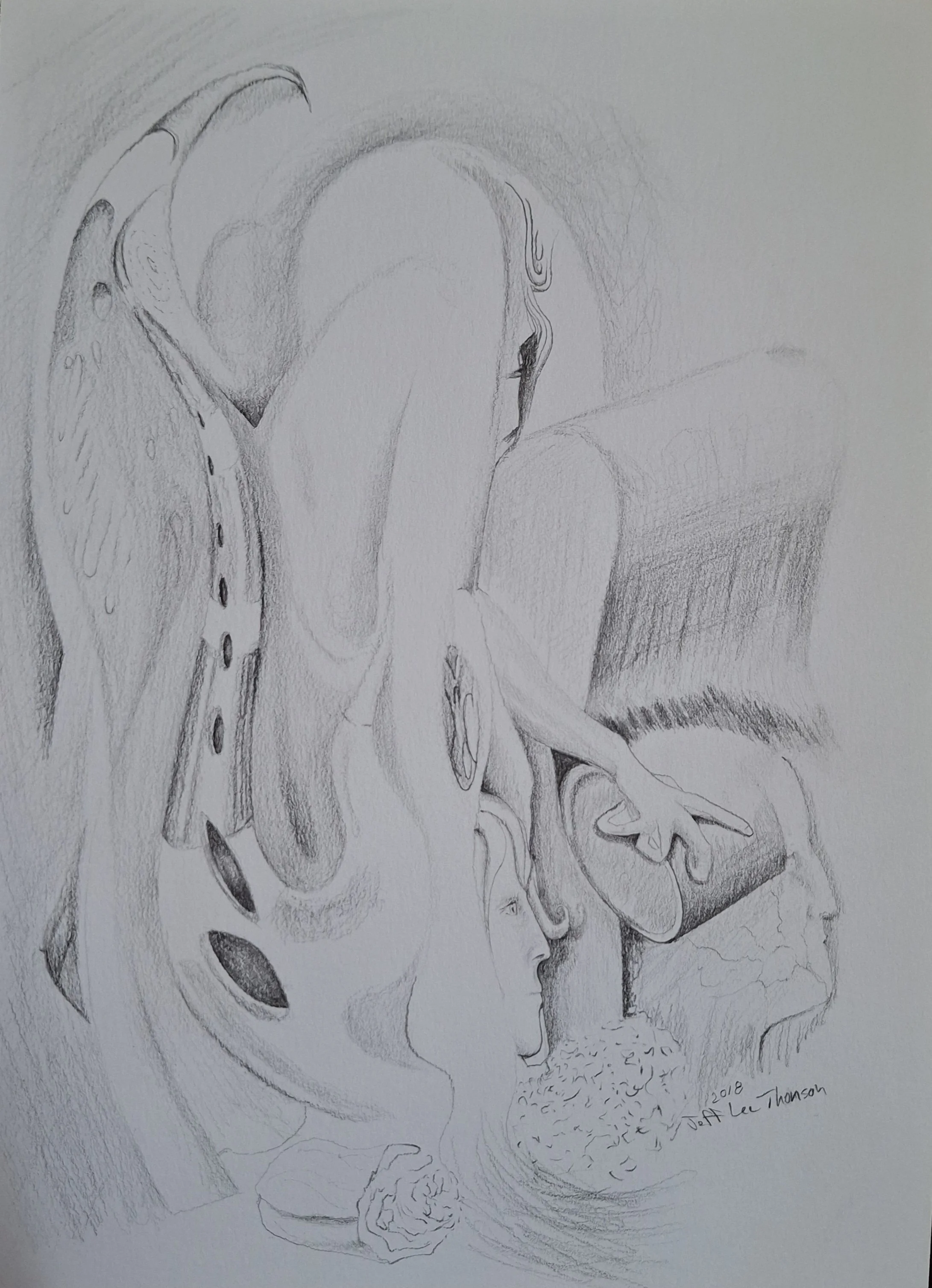 $200 "Angels Wing" pencil on paper. 7"x10" 2018