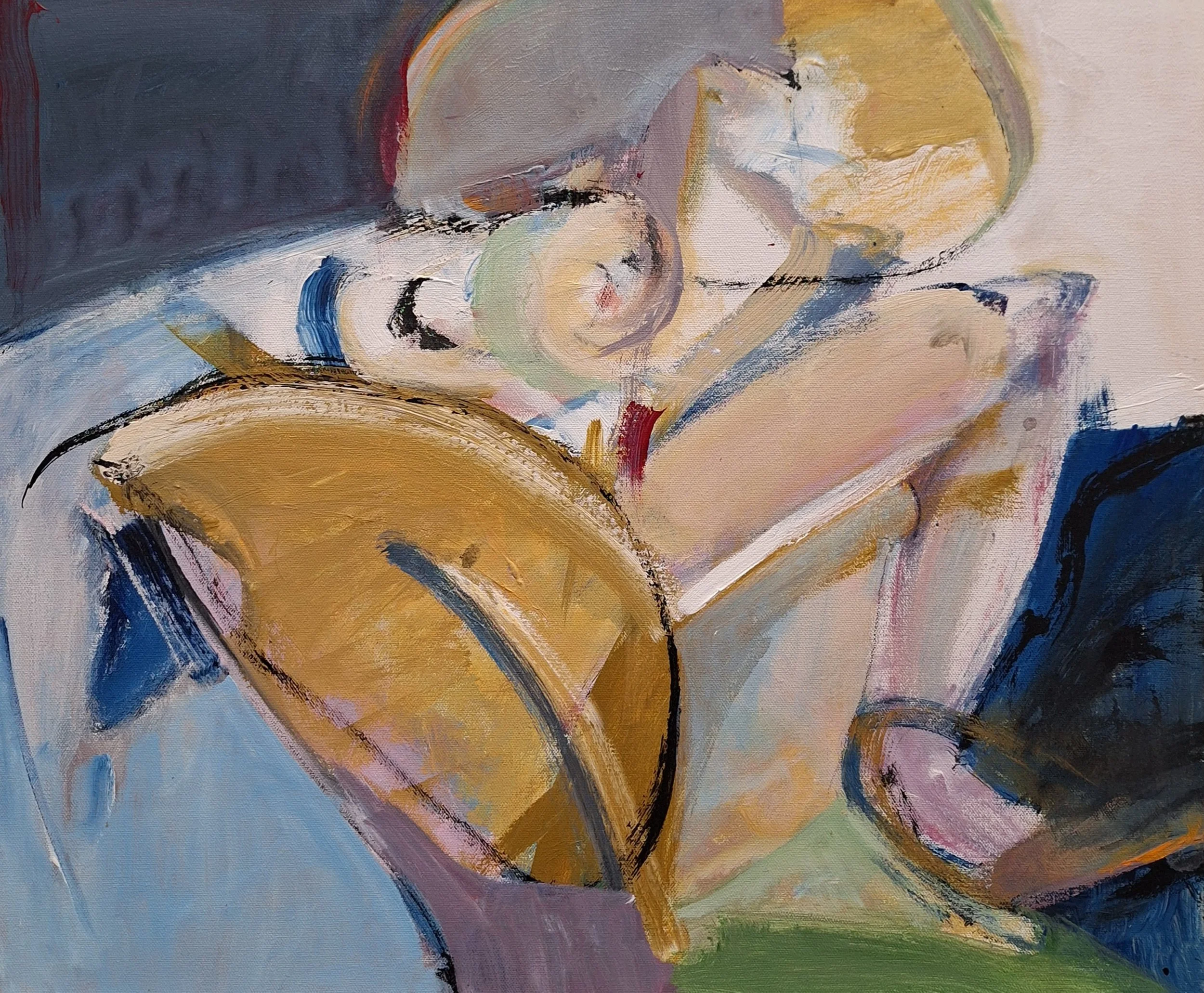 $600 " Reclined Nude" Mixed media on gallery wrap canvas. 20"x24" 2020