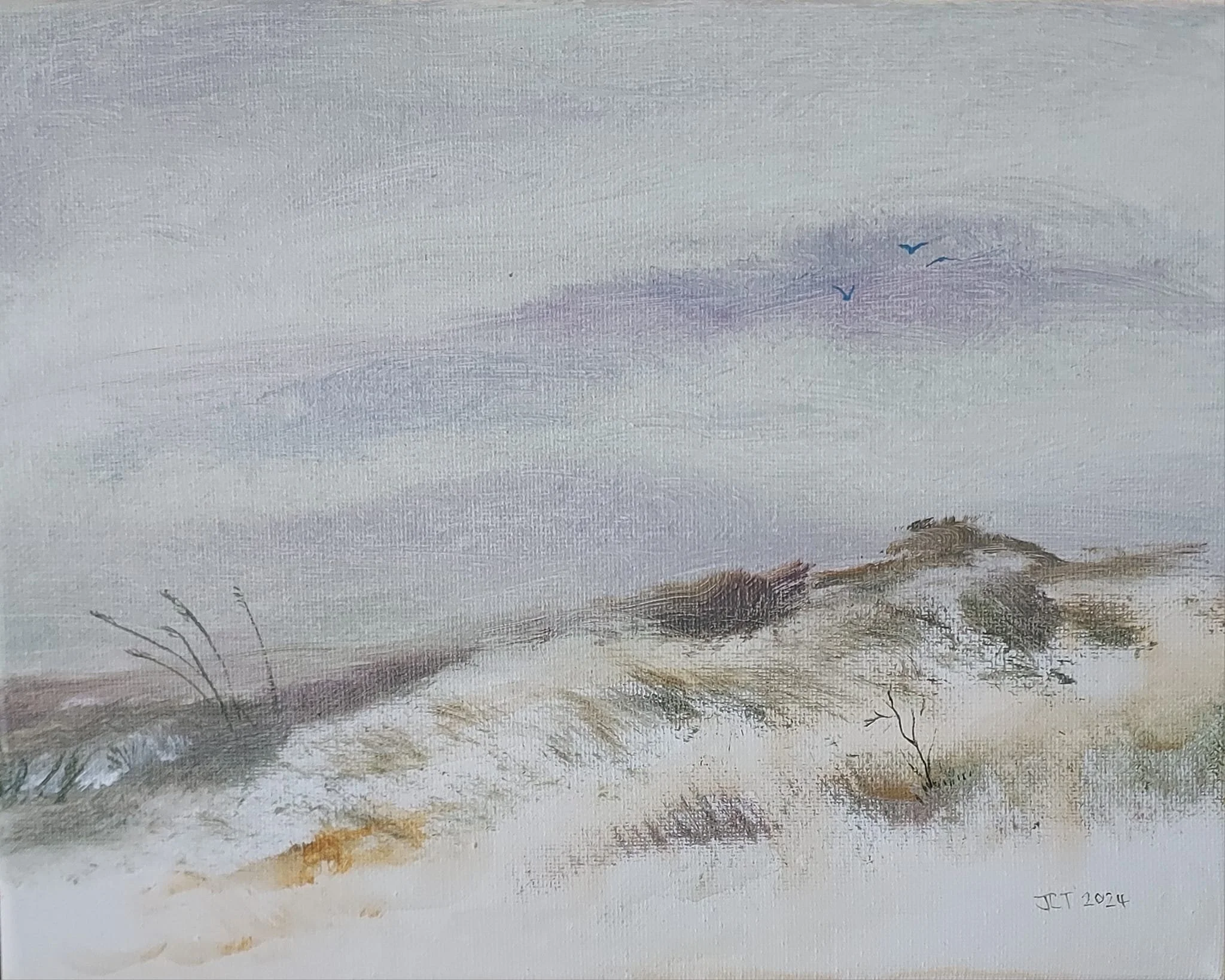 $200 "White Sands" Acrylic on canvas. 8"x10" 2024