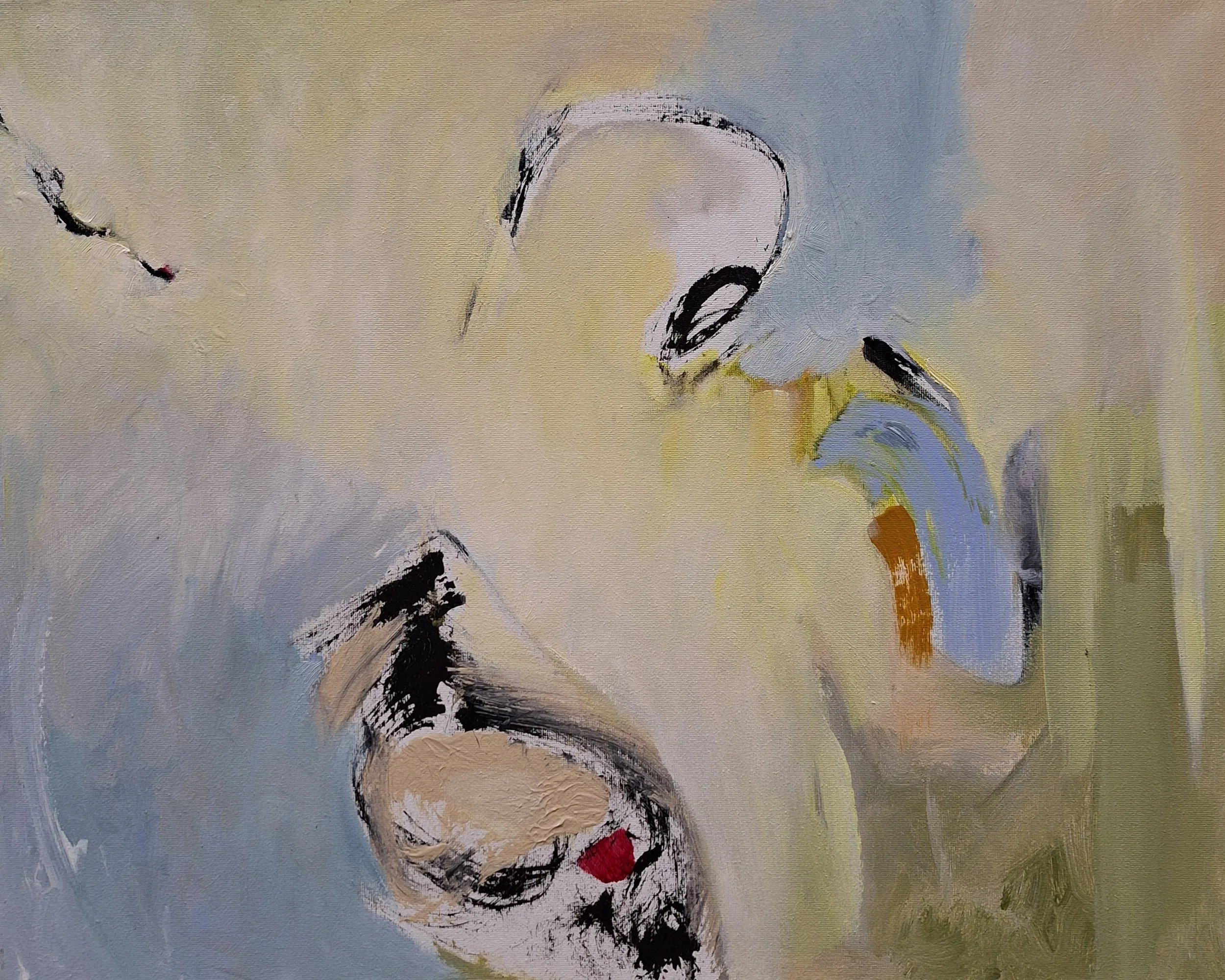 $400 "In The Silence"  Mixed media on canvas. 16"x20" 2022