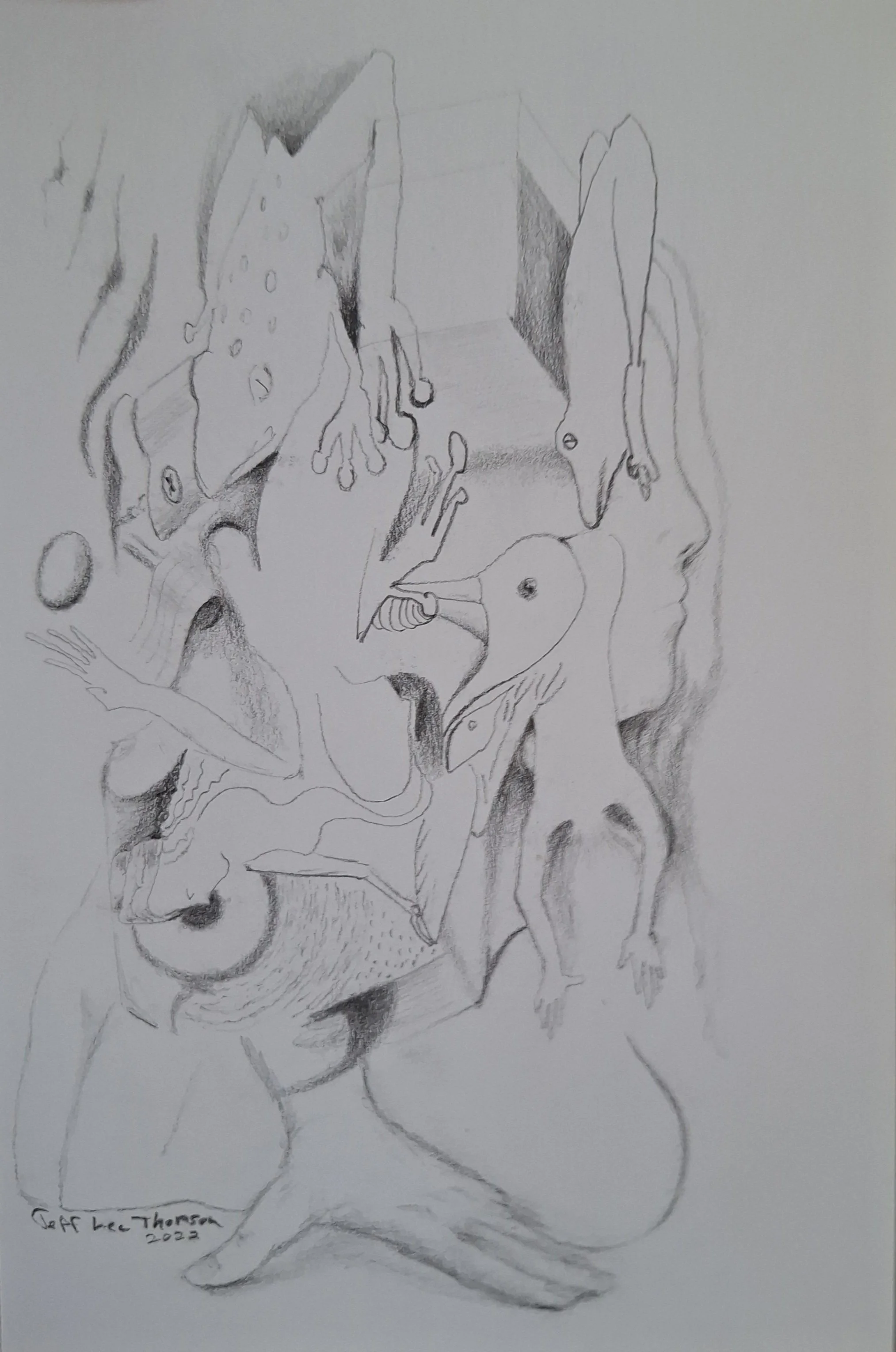 $200 "Froggy" pencil on paper. 5.5"x8.5" 2022