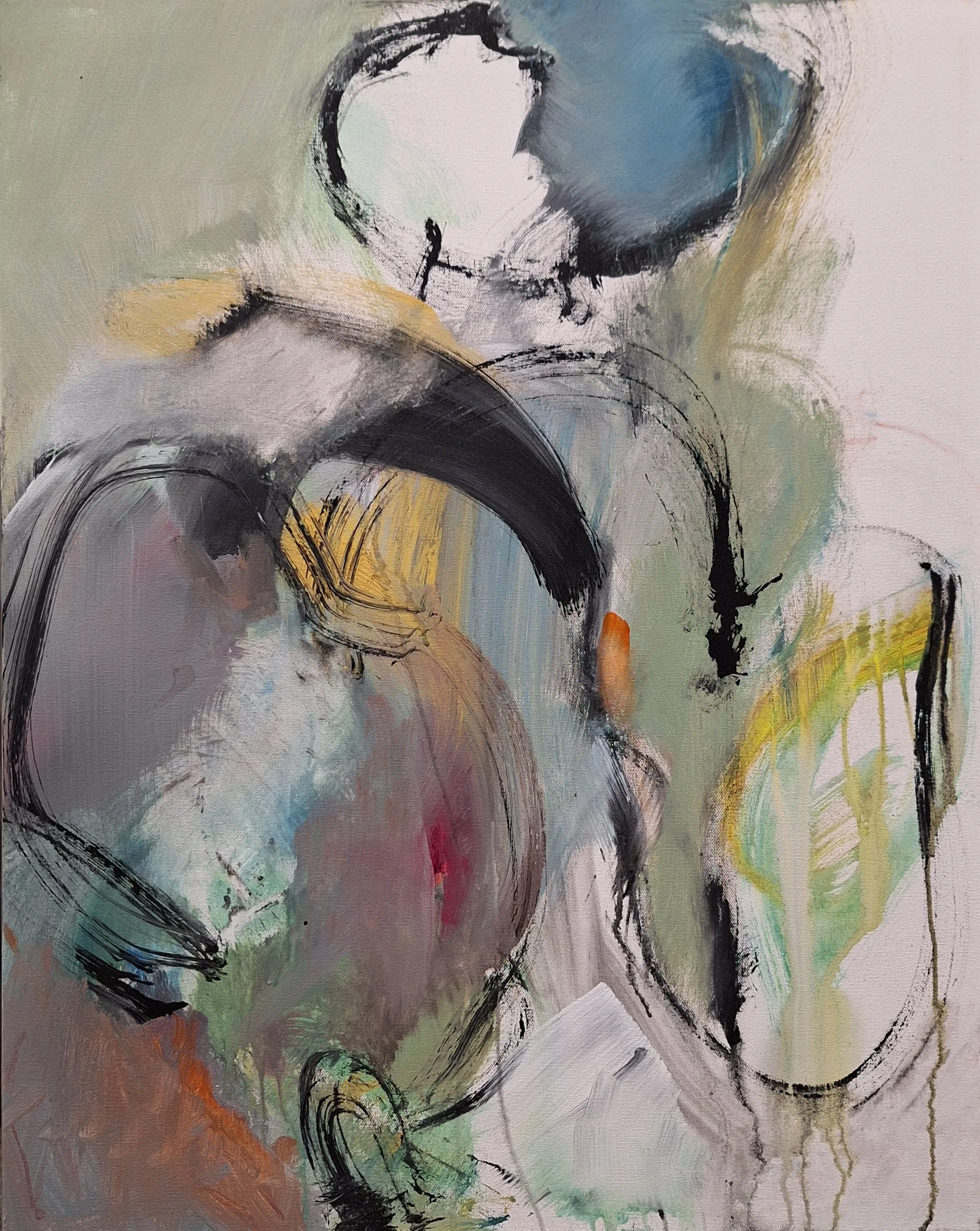 $900 " Heart Beats In Tune"  Acrylic on gallery wrap canvas. 24"x30" 2018