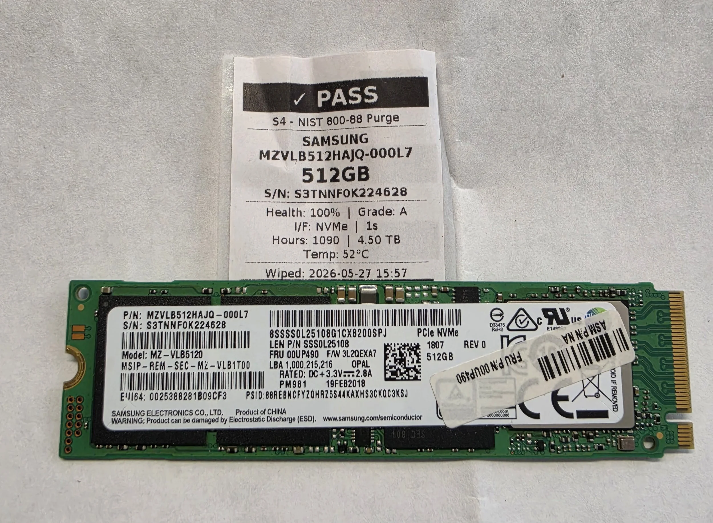 Samsung 512GB NVMe SSD – M.2 PCIe 3.0 (Certified Tested)