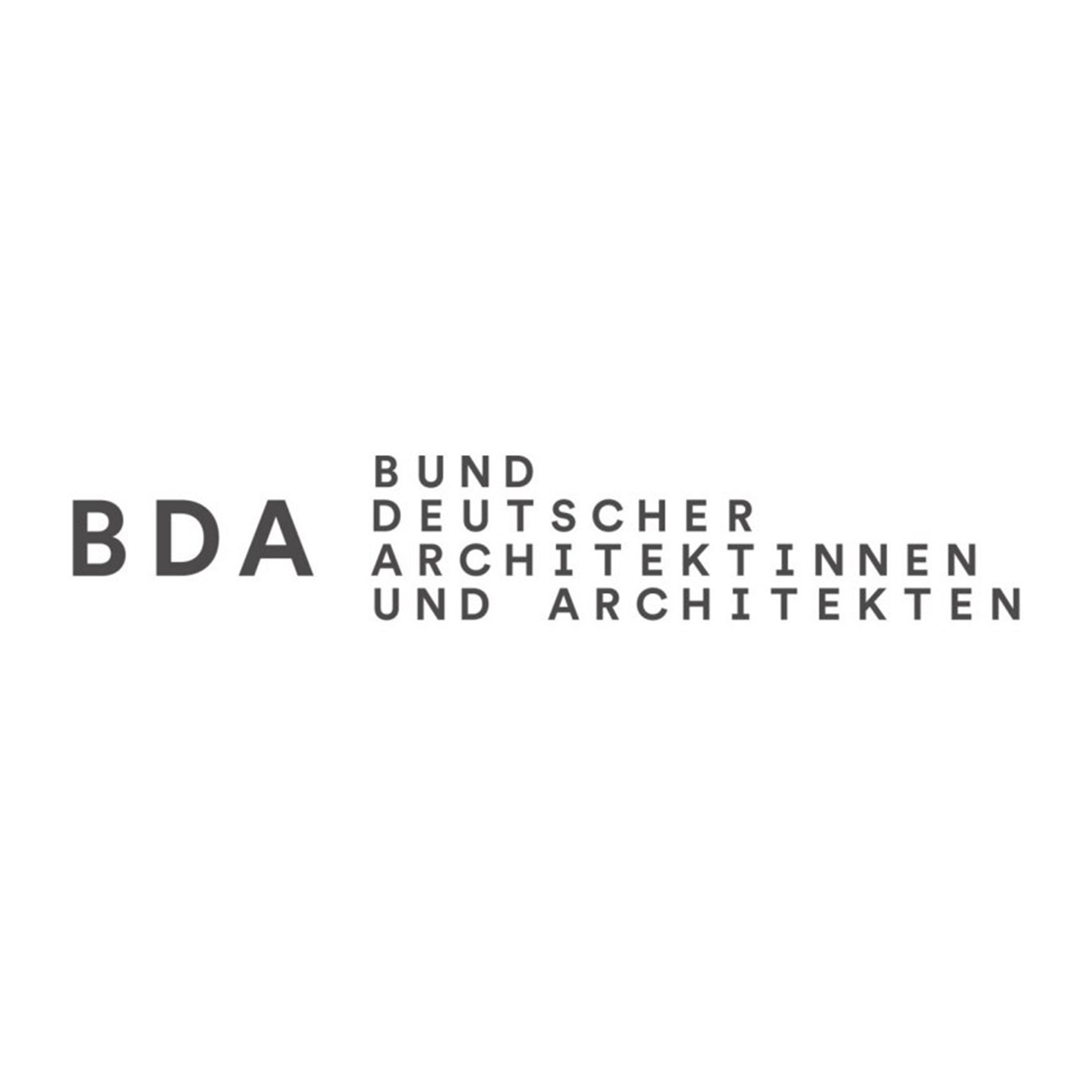 Logo des Bundes Deutscher Architekten mit schwarzen Buchstaben auf weißem Hintergrund.
