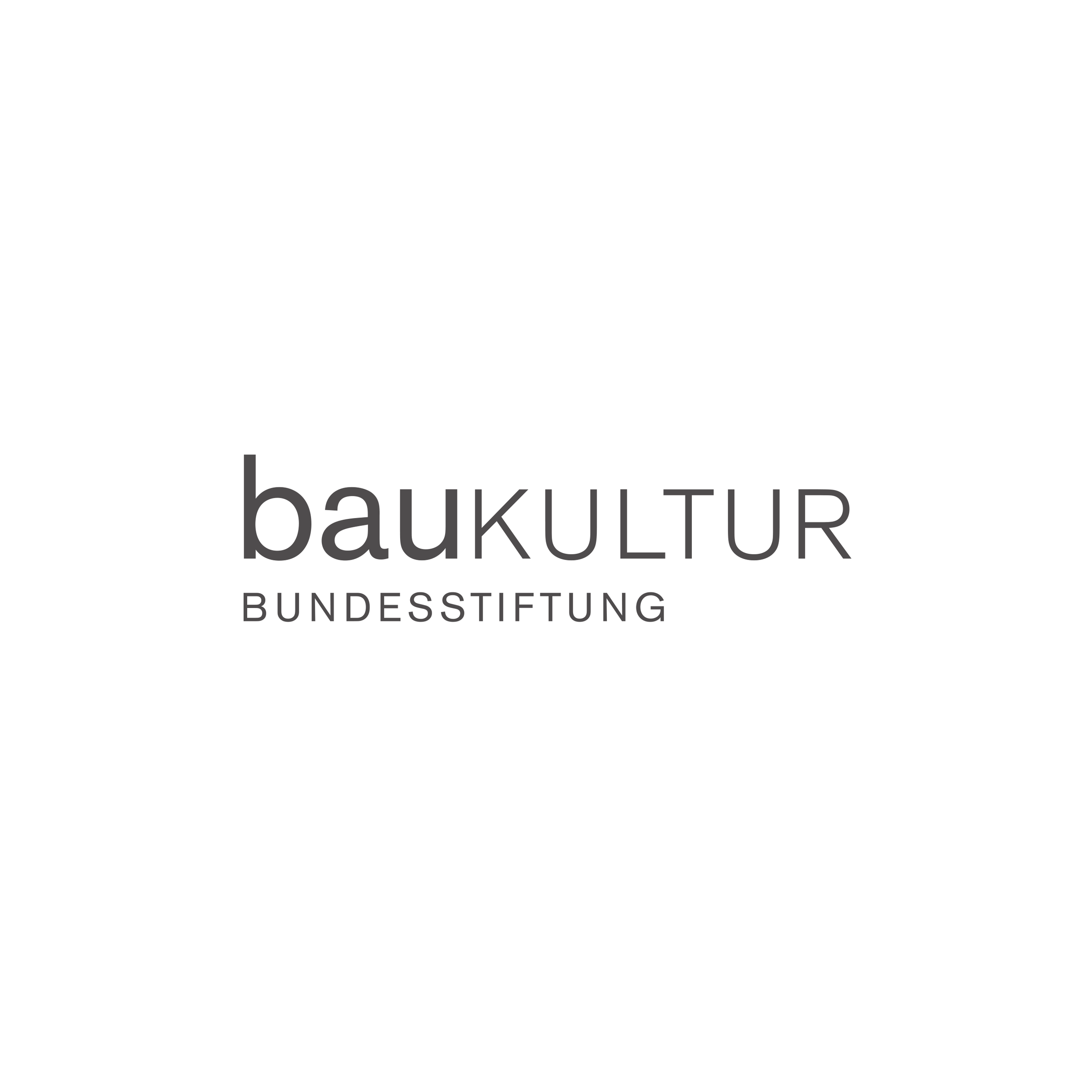 Das Logo der Baukultur Bundesstiftung mit großen schwarzen Buchstaben auf weißem Hintergrund.