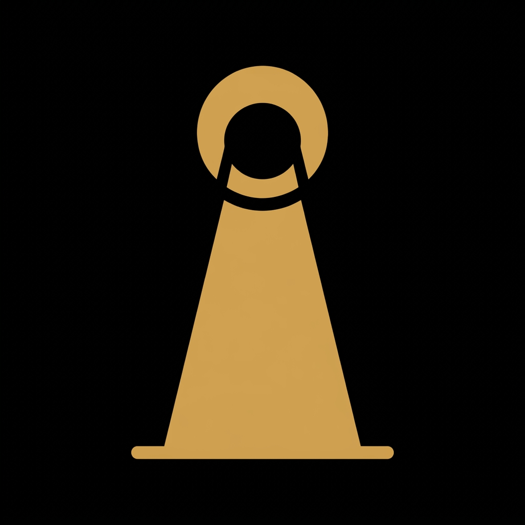 Gold spotlight icon shining downward on black background