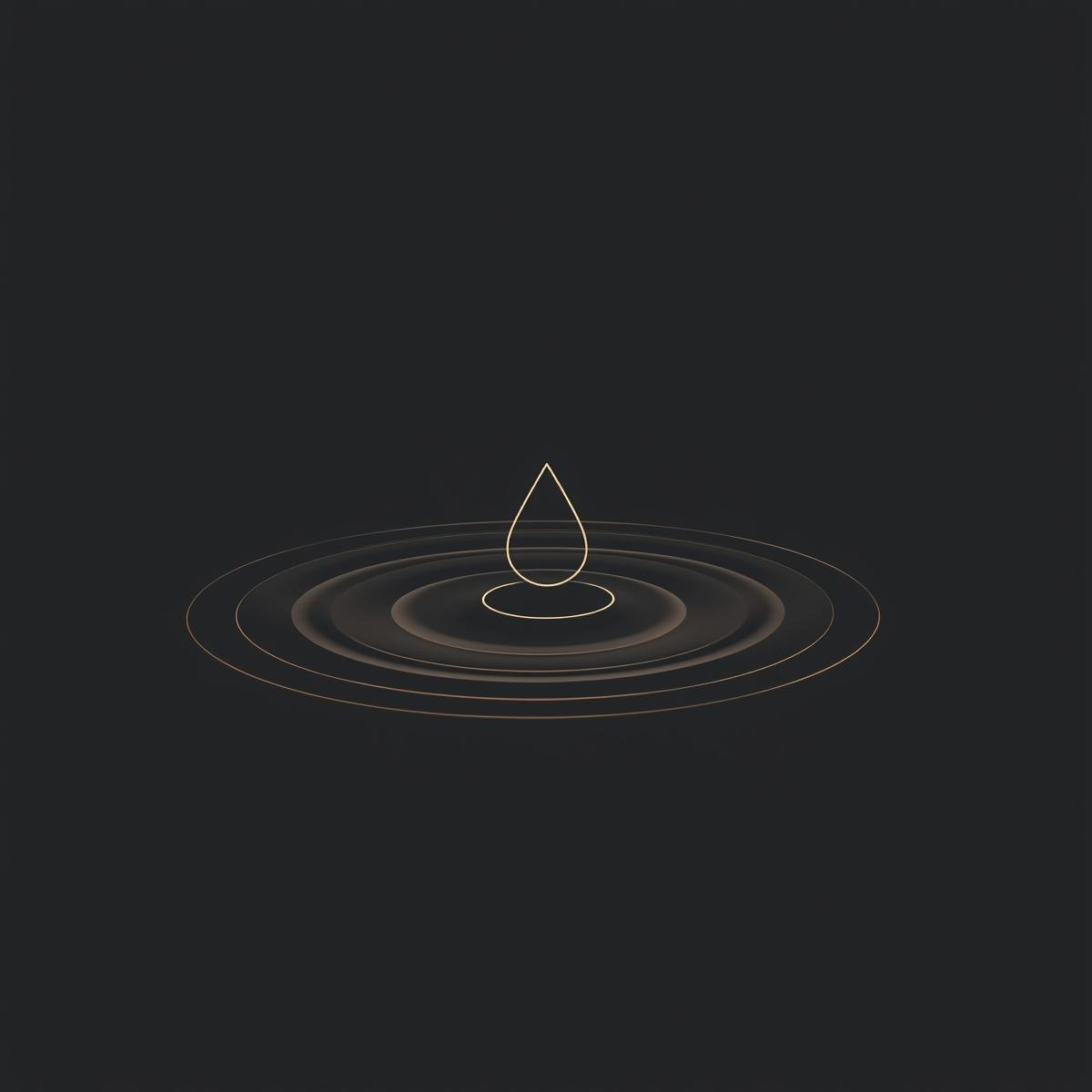 Minimal gold line icon of a single ripple expanding outward, representing clarity and message amplification.