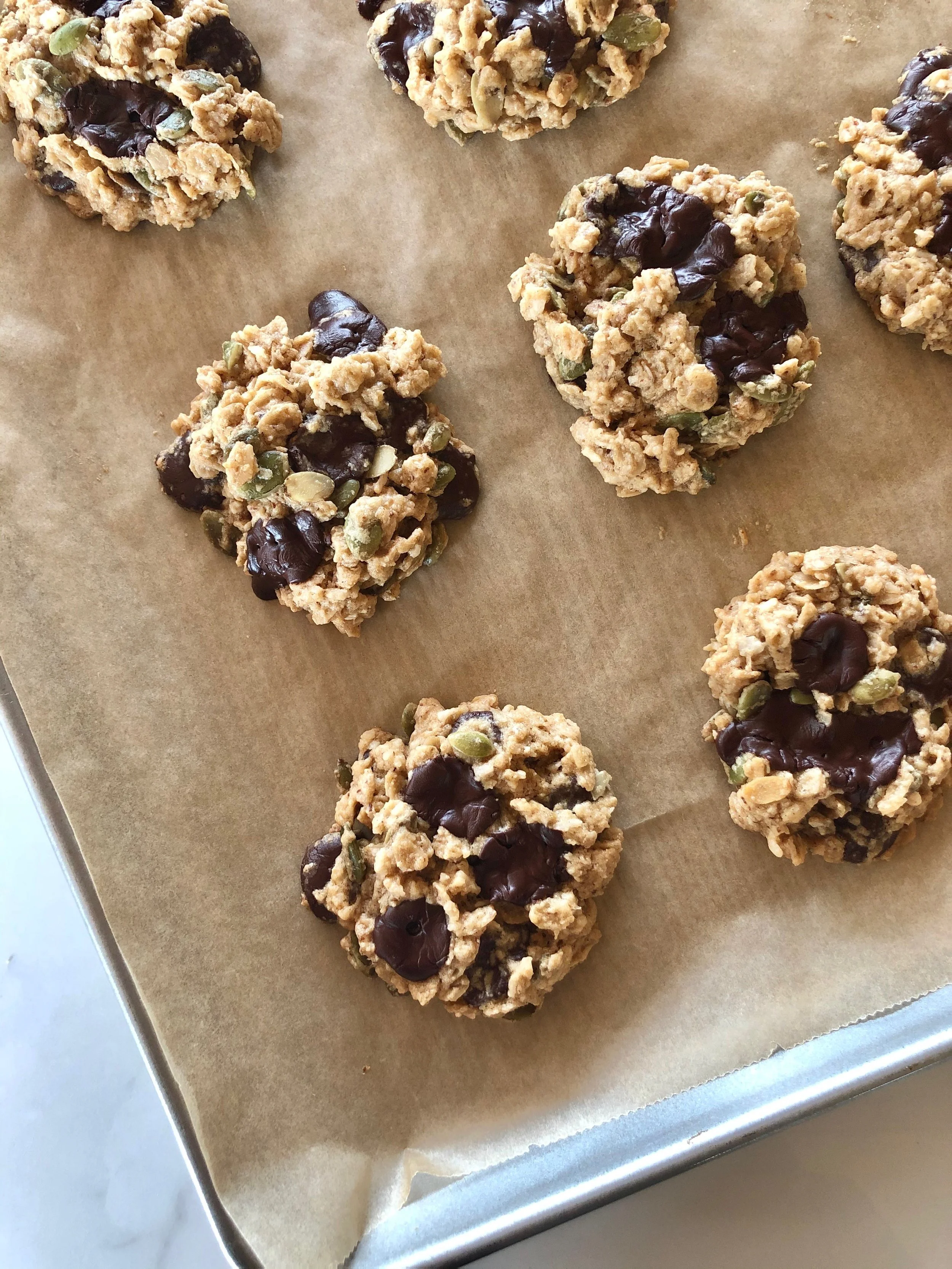 Tahini Oat Chocolate Chunk Cookies