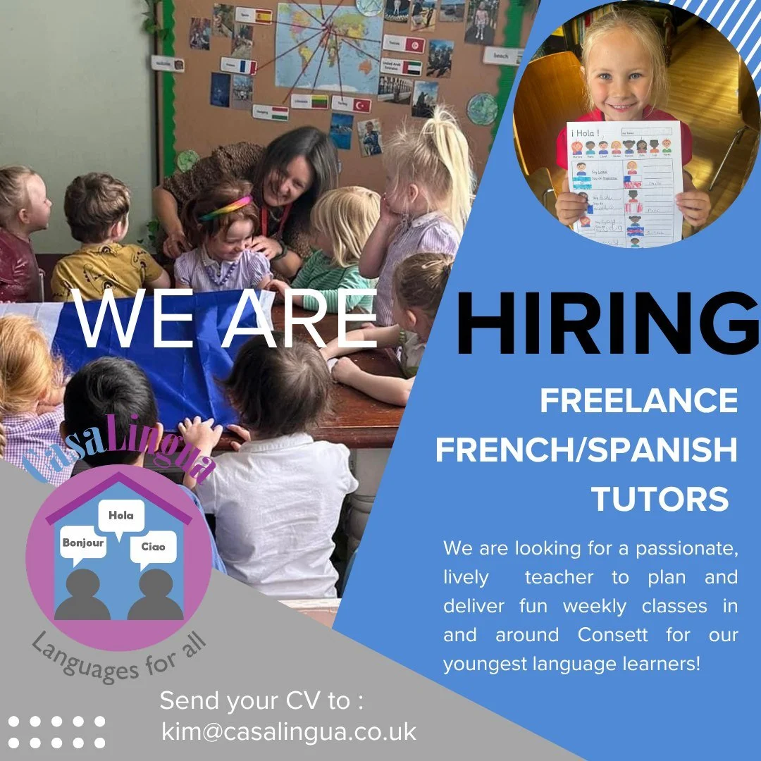 Come and join us!

We are keen to hear from you if you are a languages teacher (French/Spanish) with a background in teaching children.  You will need to be able to independently plan and deliver engaging, varied sessions for children of mixed ages a