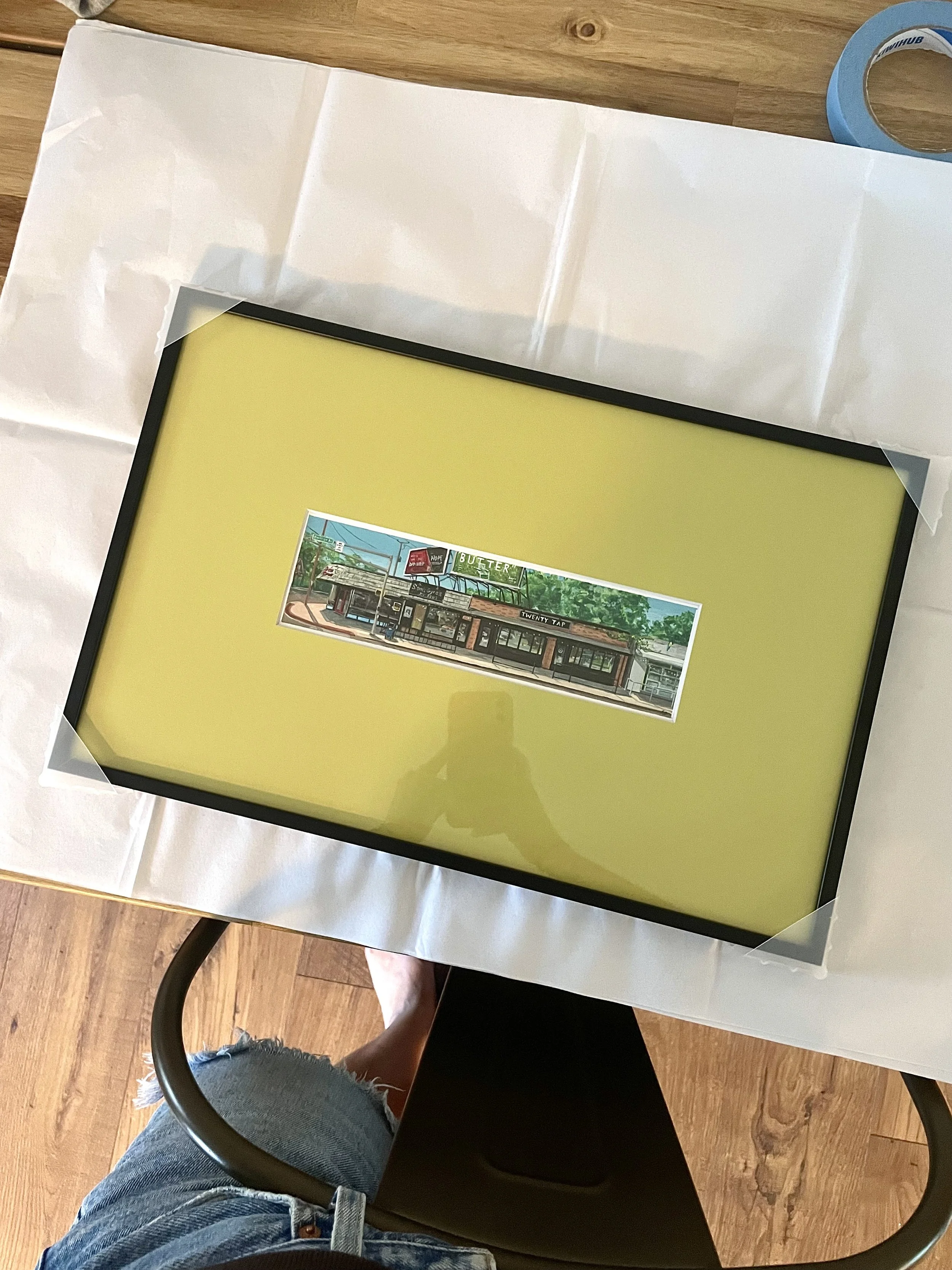 College and 54th Matted and Framed Print