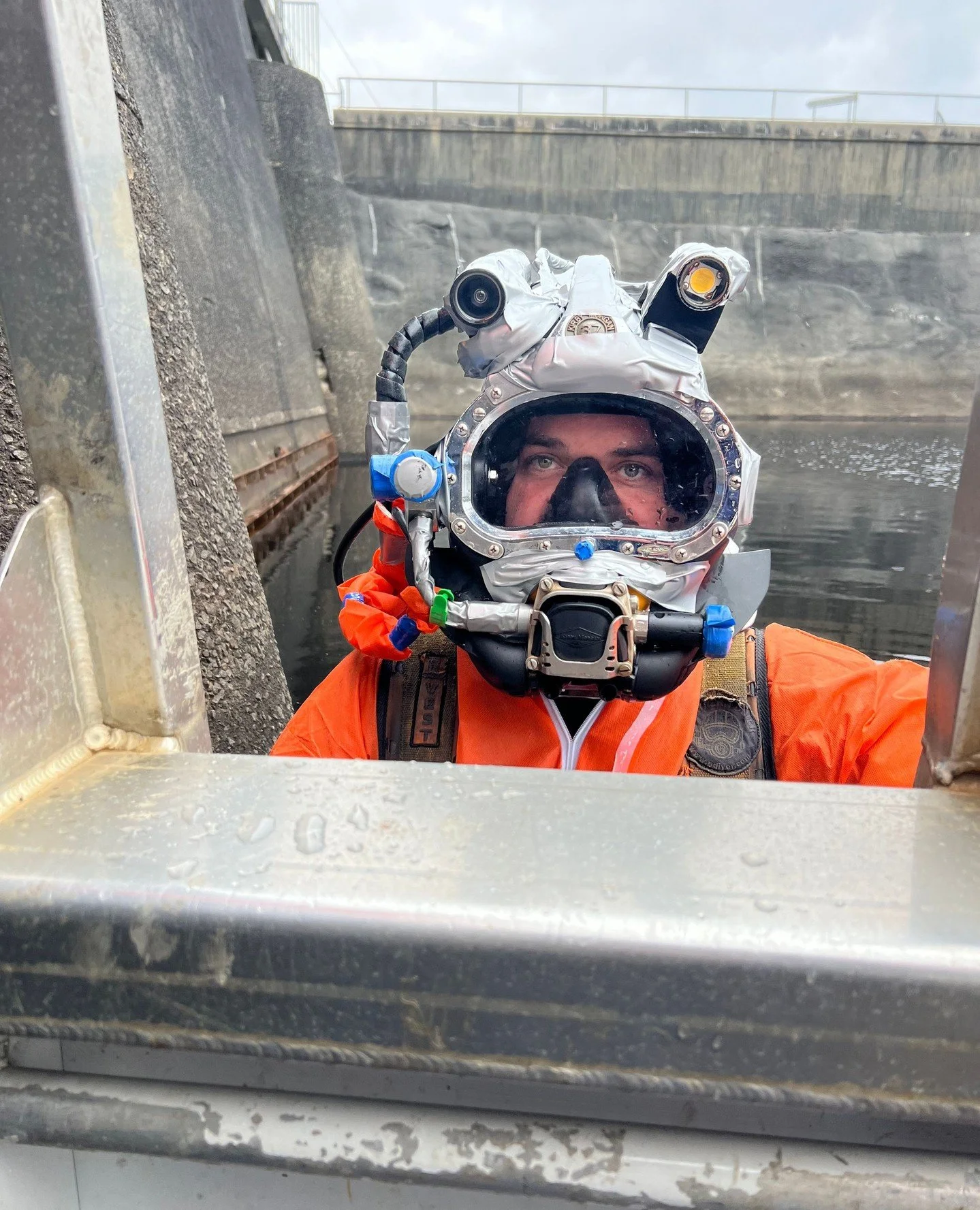 Getting some dirty work done today.. The team have covered the helmet in duct tape to protect it from the mess. Innovation.