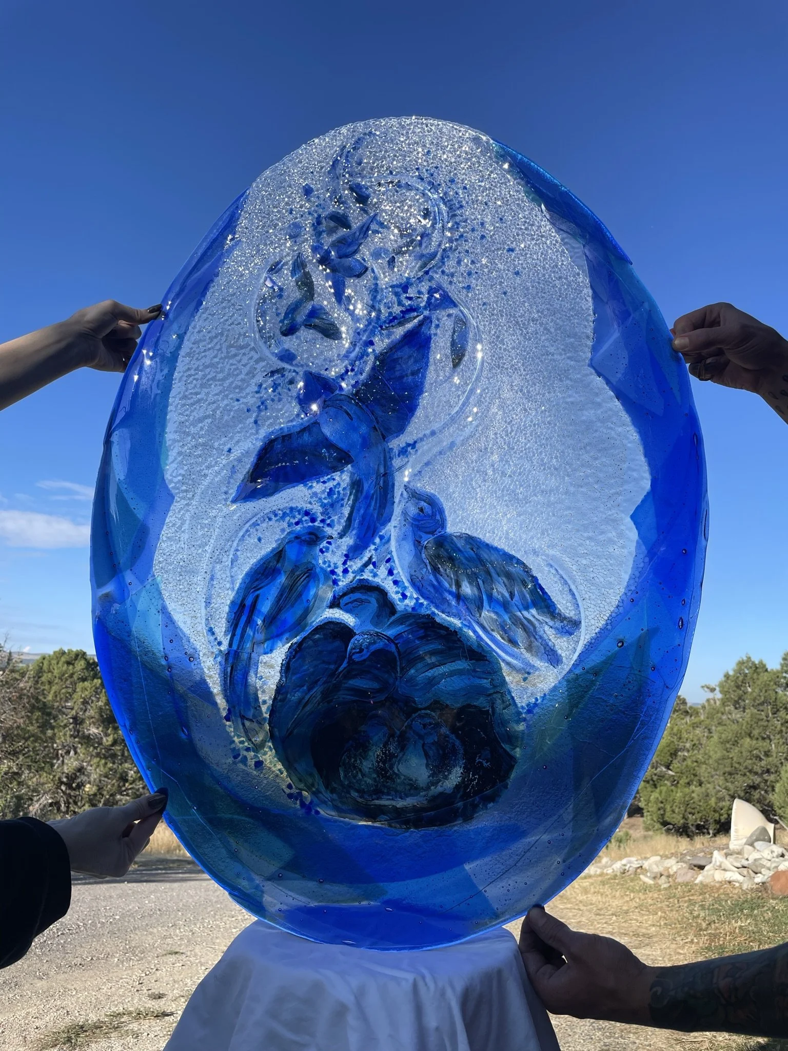 Letting Go  |  Fused Glass  |  41” x 28” x .5”  |  2023