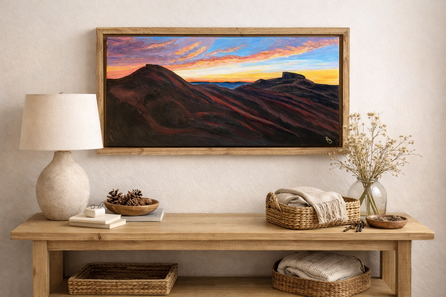 Between Legends - Table Rock and Hawksbill 12 x 24 Framed Original