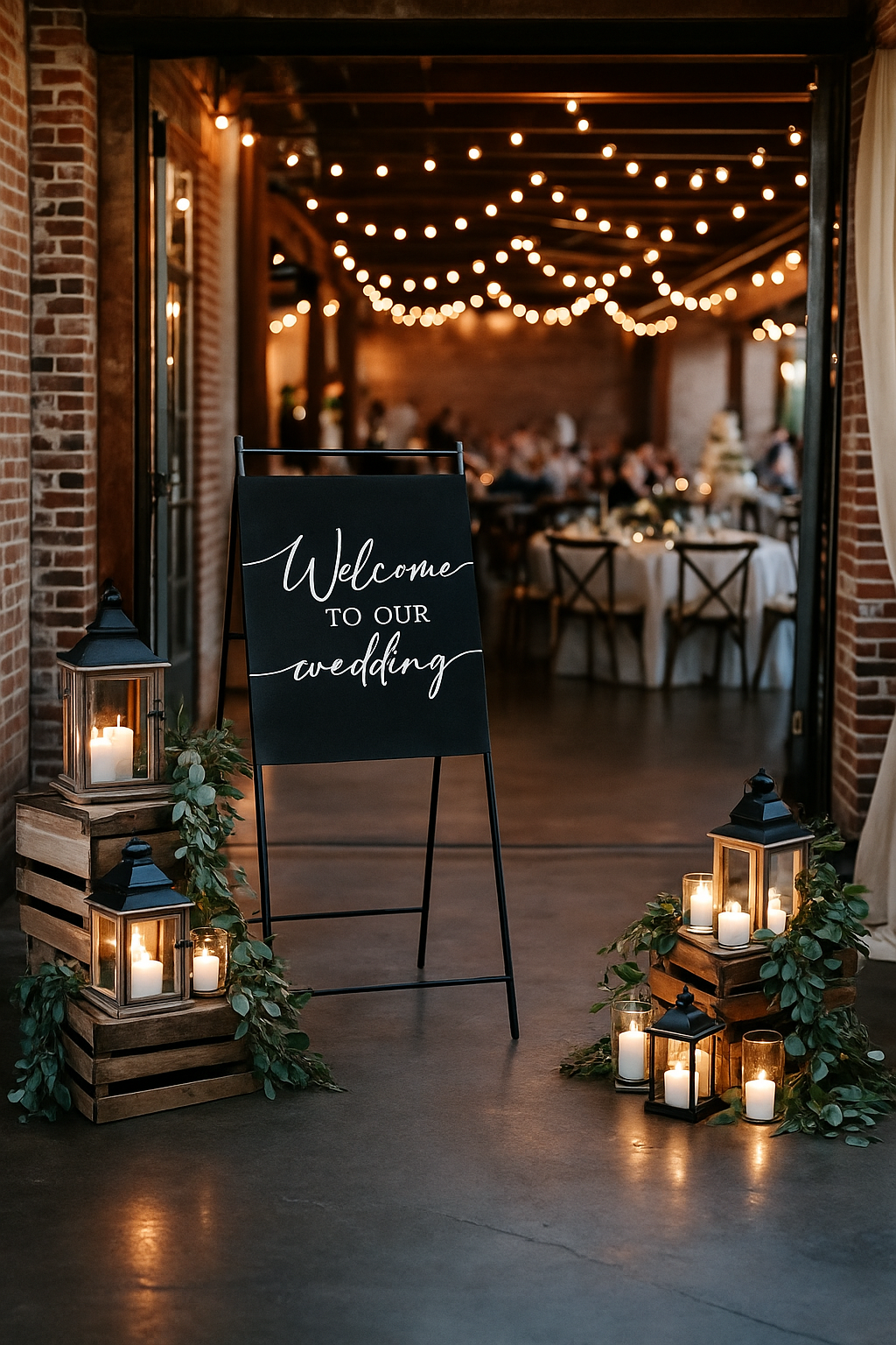 Black Welcome to Our Wedding Sign
