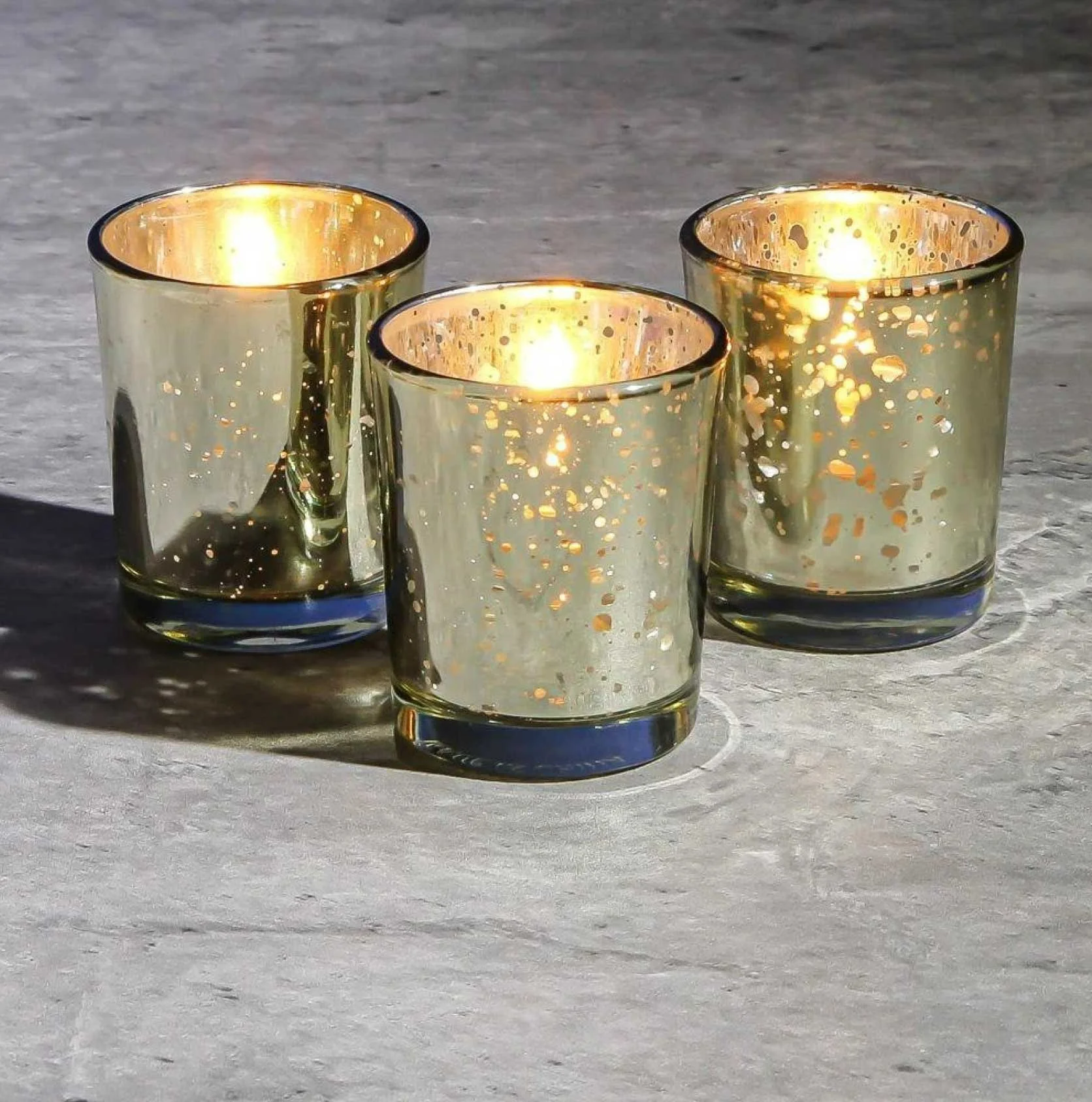 Gold Speckled Cylinder Votive Candle Holders