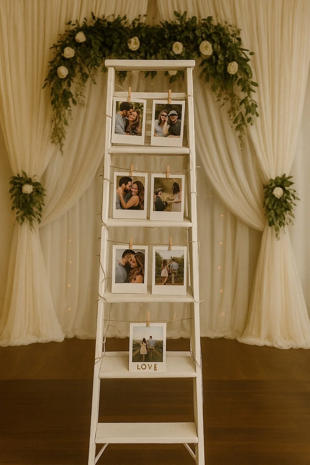 6' Vintage White Decorative Ladder Display