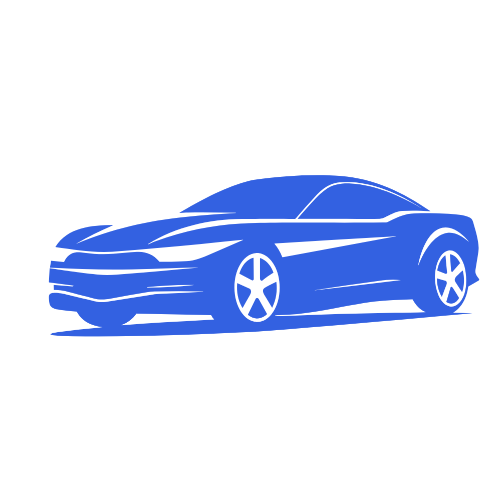Outline of a blue sports car with sleek design and modern features.
