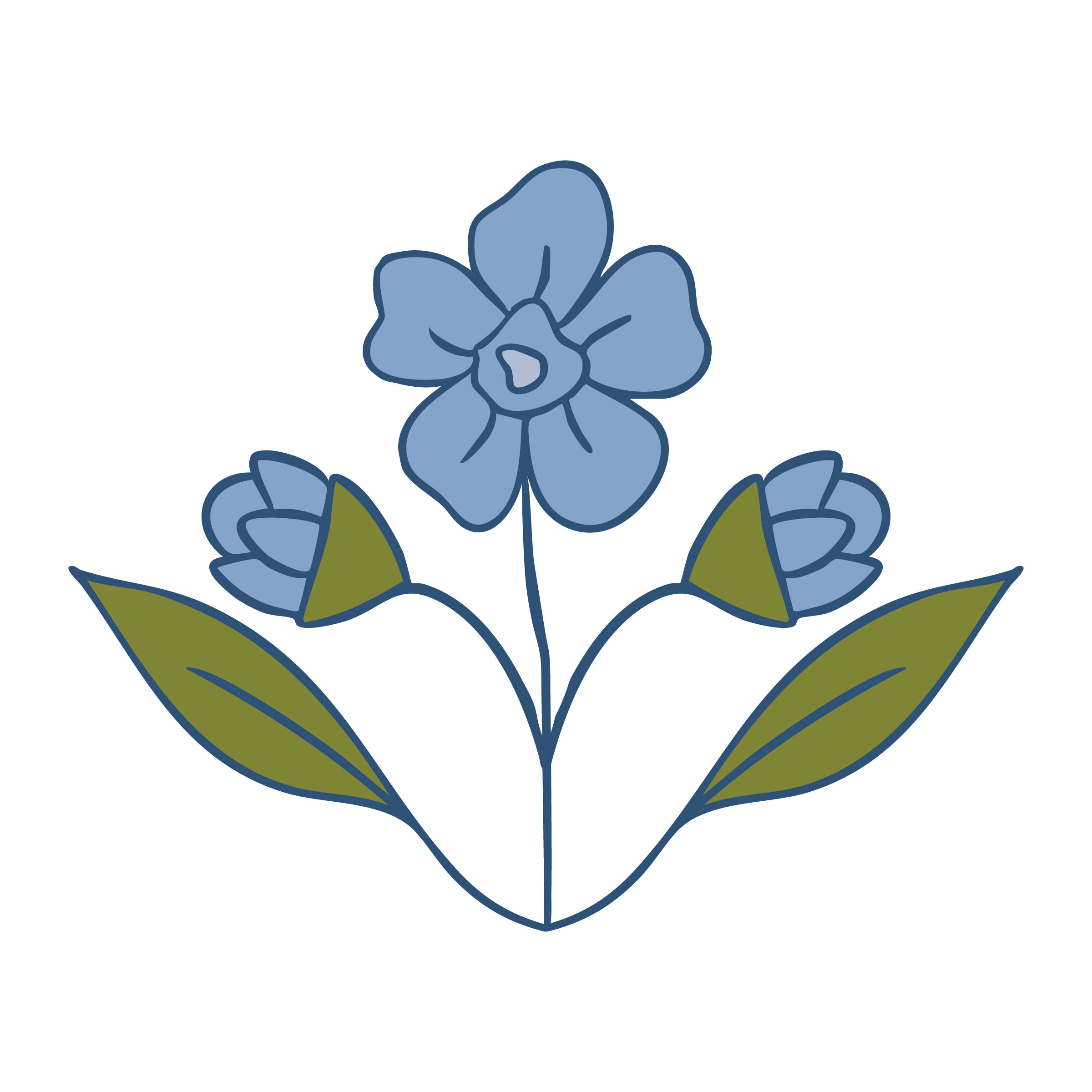 Image of the Something Borrowed Logo - Multicolored drawing of a Forget-me-not Flower