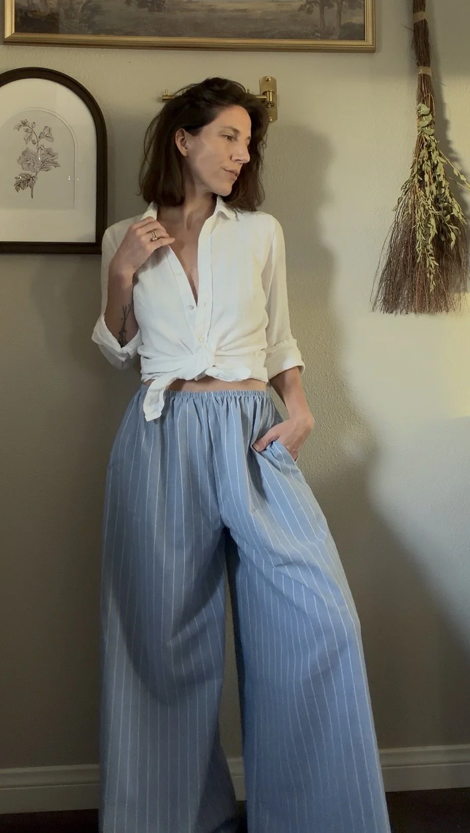 Shoreline Pant in Marine Stripe | 100% Linen