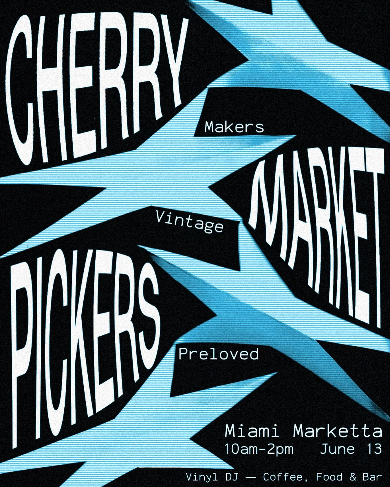 Back on June 13 ✰ ✰ ✰ Cherry Pickers Market @miamimarketta 

Vendor spots from $30&mdash;link in bio to lock yours in

&bull; 30+ sellers of vintage, secondhand, designer, locally made &amp; more!
&bull; 10am &ndash; 2pm
&bull; Vinyl DJ @tommybowker_