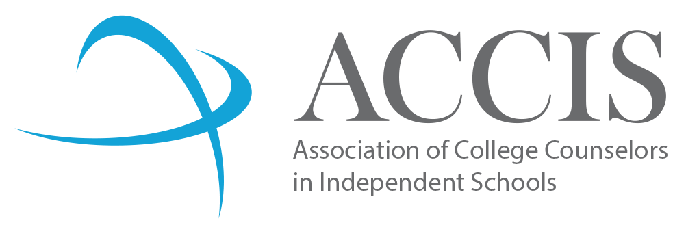 Logo for the Association of College Counselors in Independent Schools (ACCIS), featuring a stylized blue swoosh and black text.