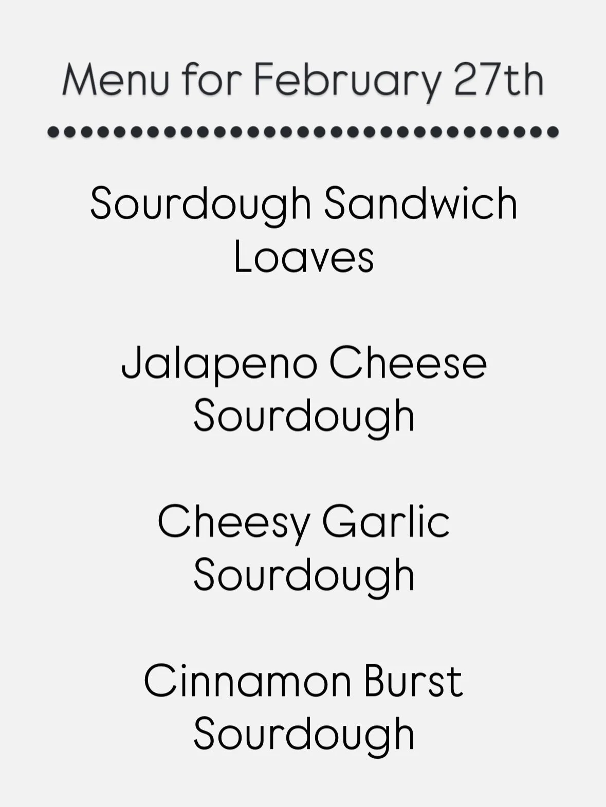Menu for this weekend! I will decide Friday night if I will be open Saturday too. What looks good on the menu this week to you? I love getting to be creative in this way and spread a little happiness to the world this way. I told my mom this week &ld