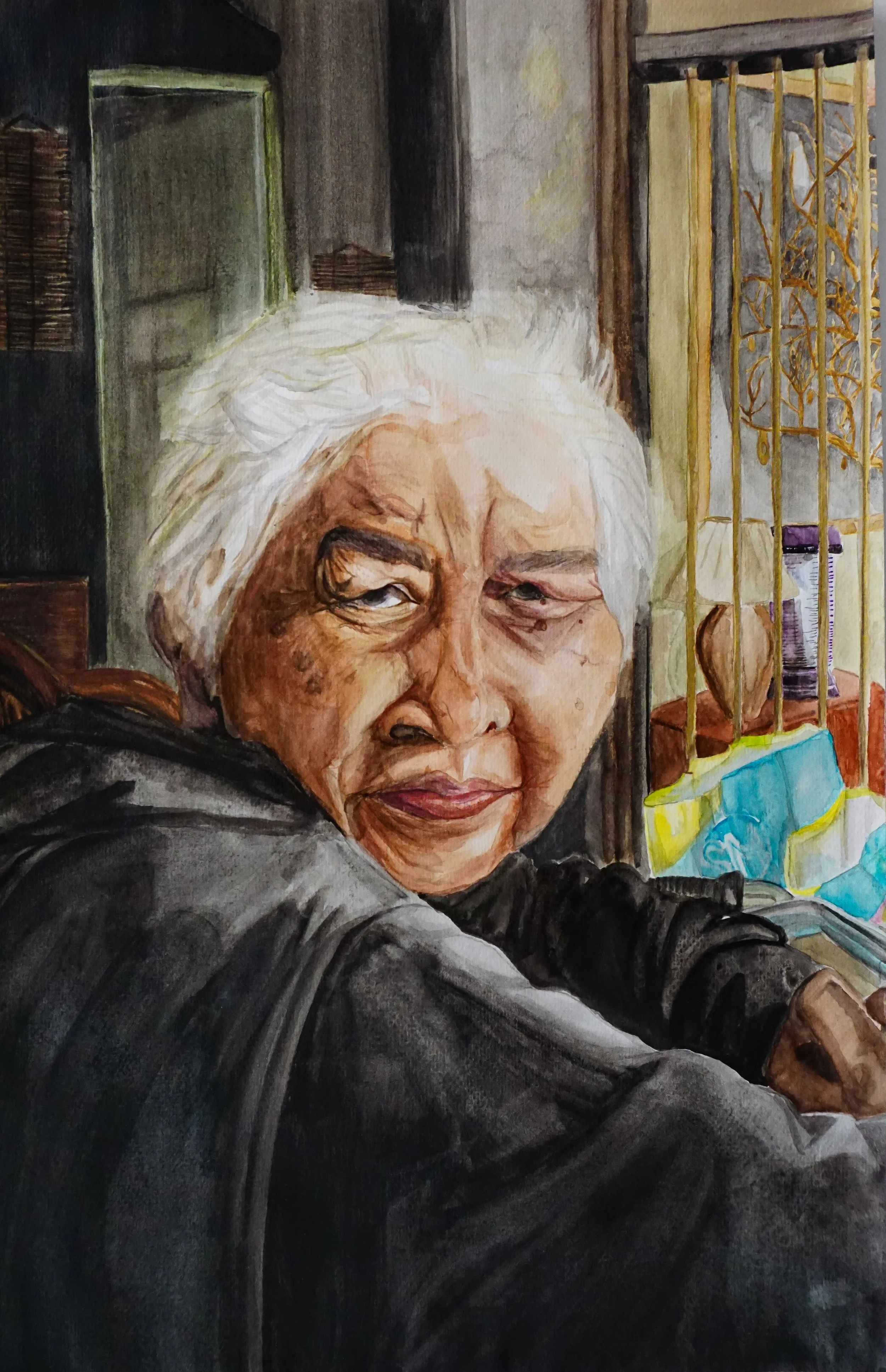 "Lola ni Jem",
Watercolor on 18x24" Paper,
September 2021,
Techniques Course
