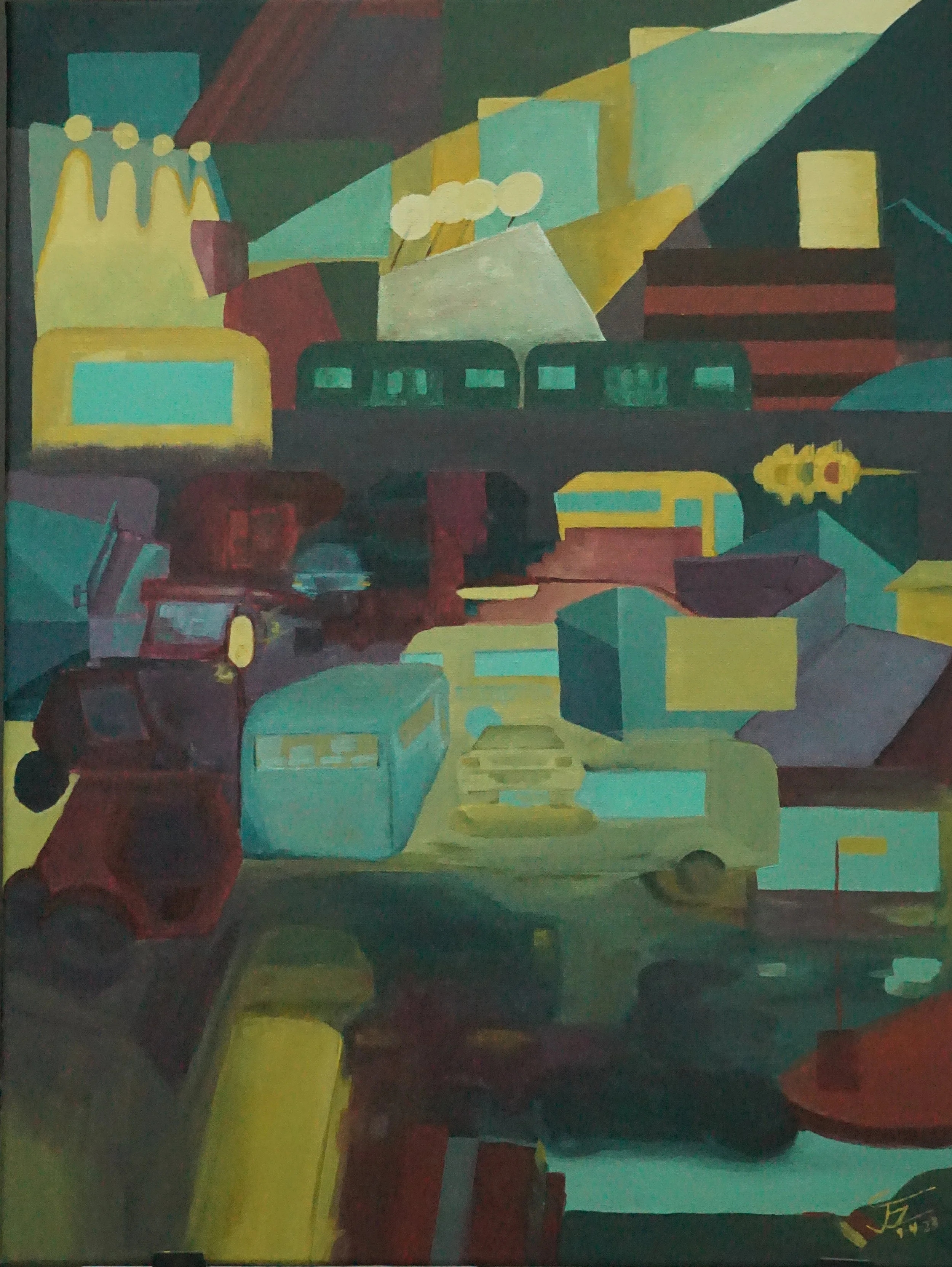 "Trapik sa Quiapo",
Acrylic on 18x24" Canvas,
September 2023,
Abstract Art Course