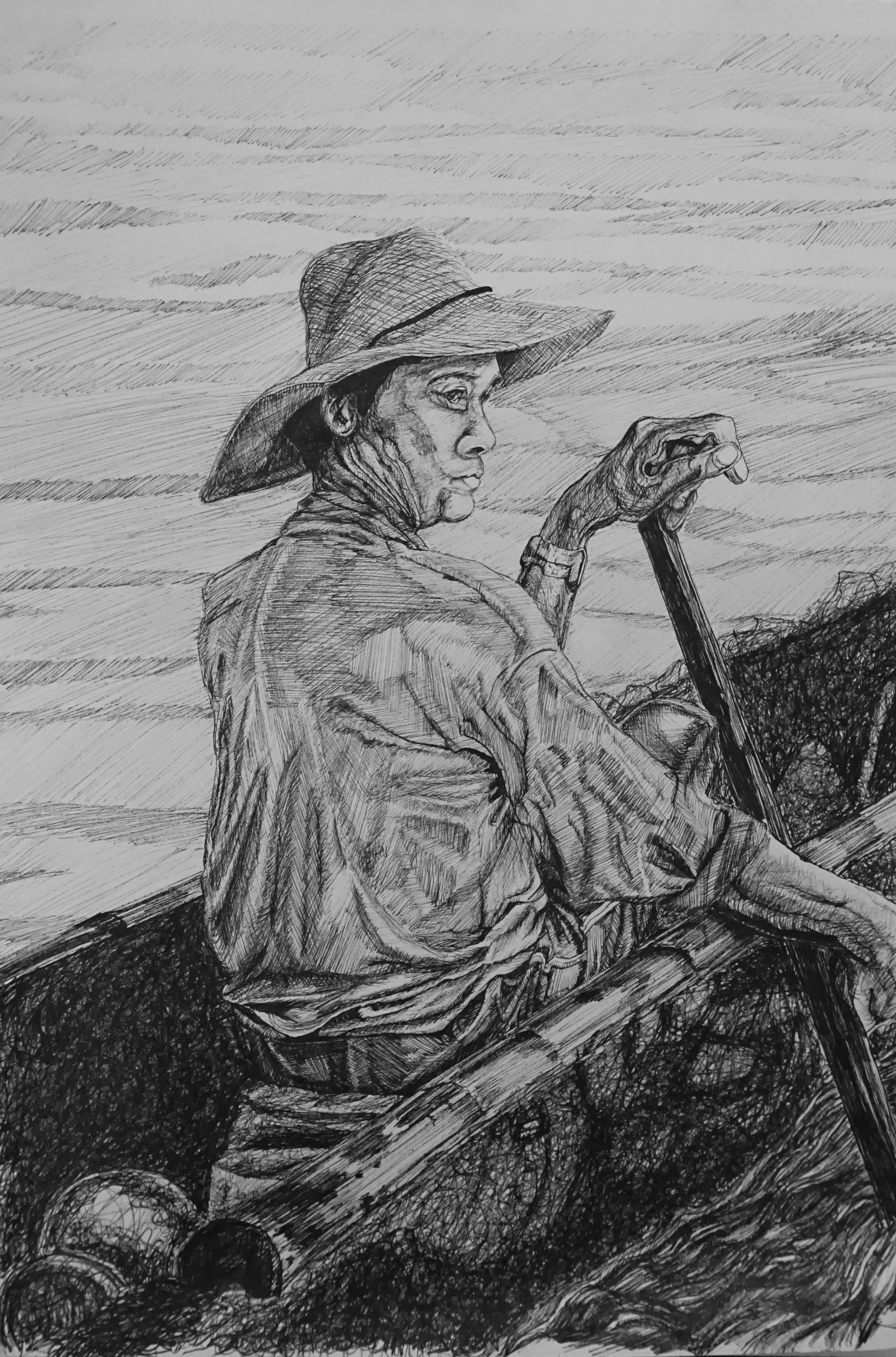"Mangingisda",
February 2022,
Ink on 18x24" paper,
Portraiture Course