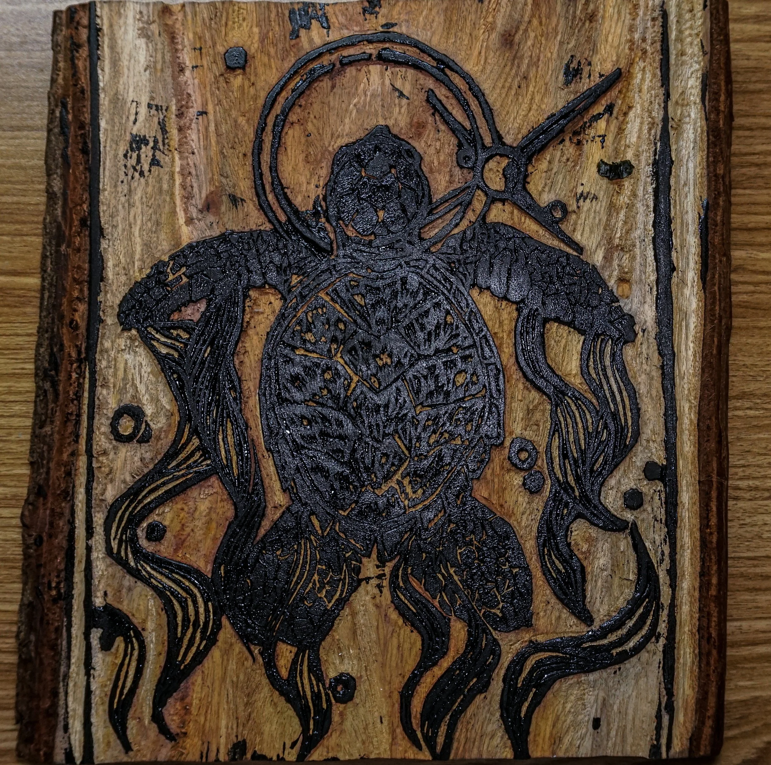 "Hawksbill",
Wood Cut Block for Lino Printing,
October 2022,
Printmaking Course