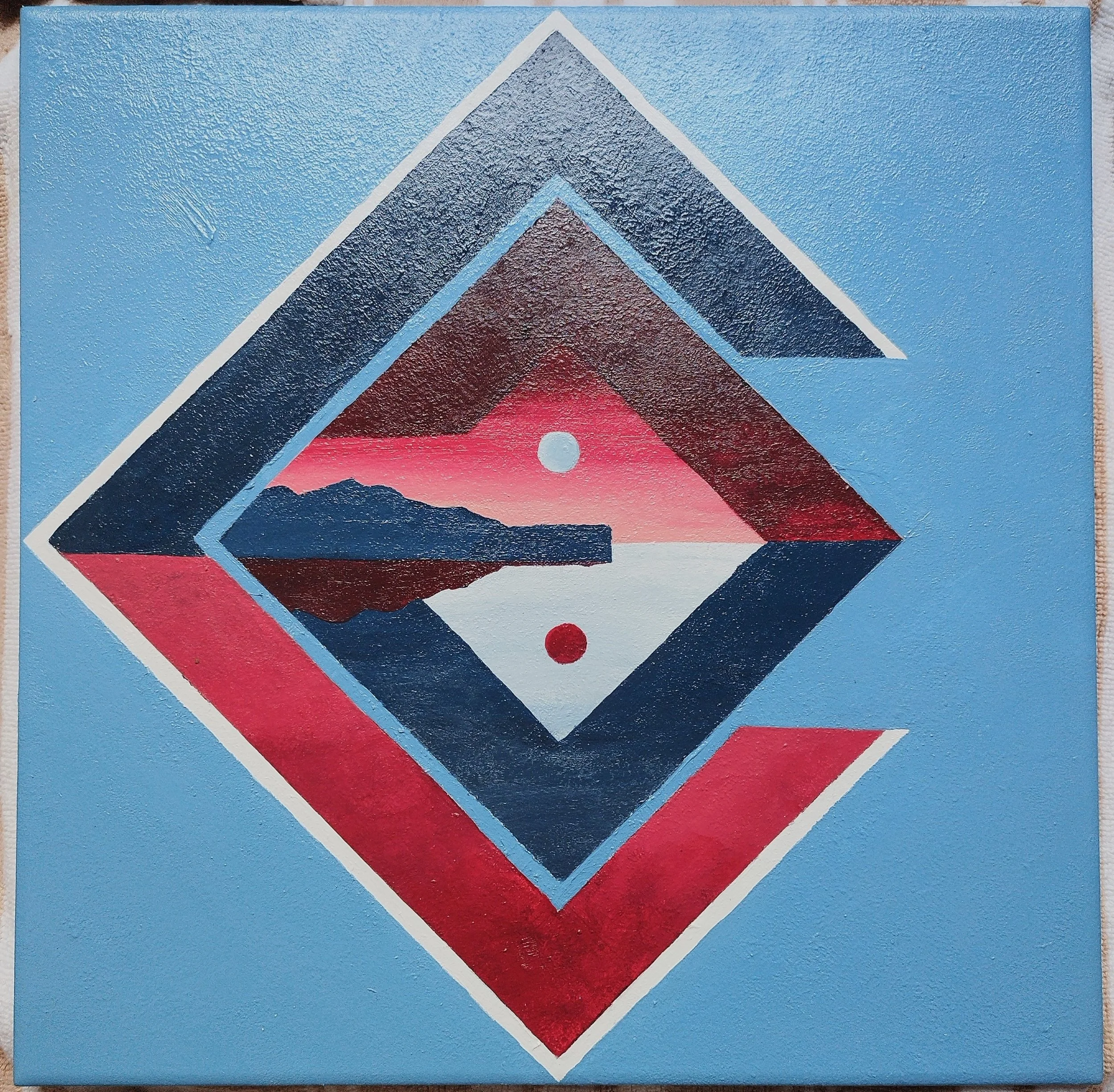 "Logo",
Acrylic on 12x12" Ceramic Tile,
March 2023,
Alternative Ceramics Course